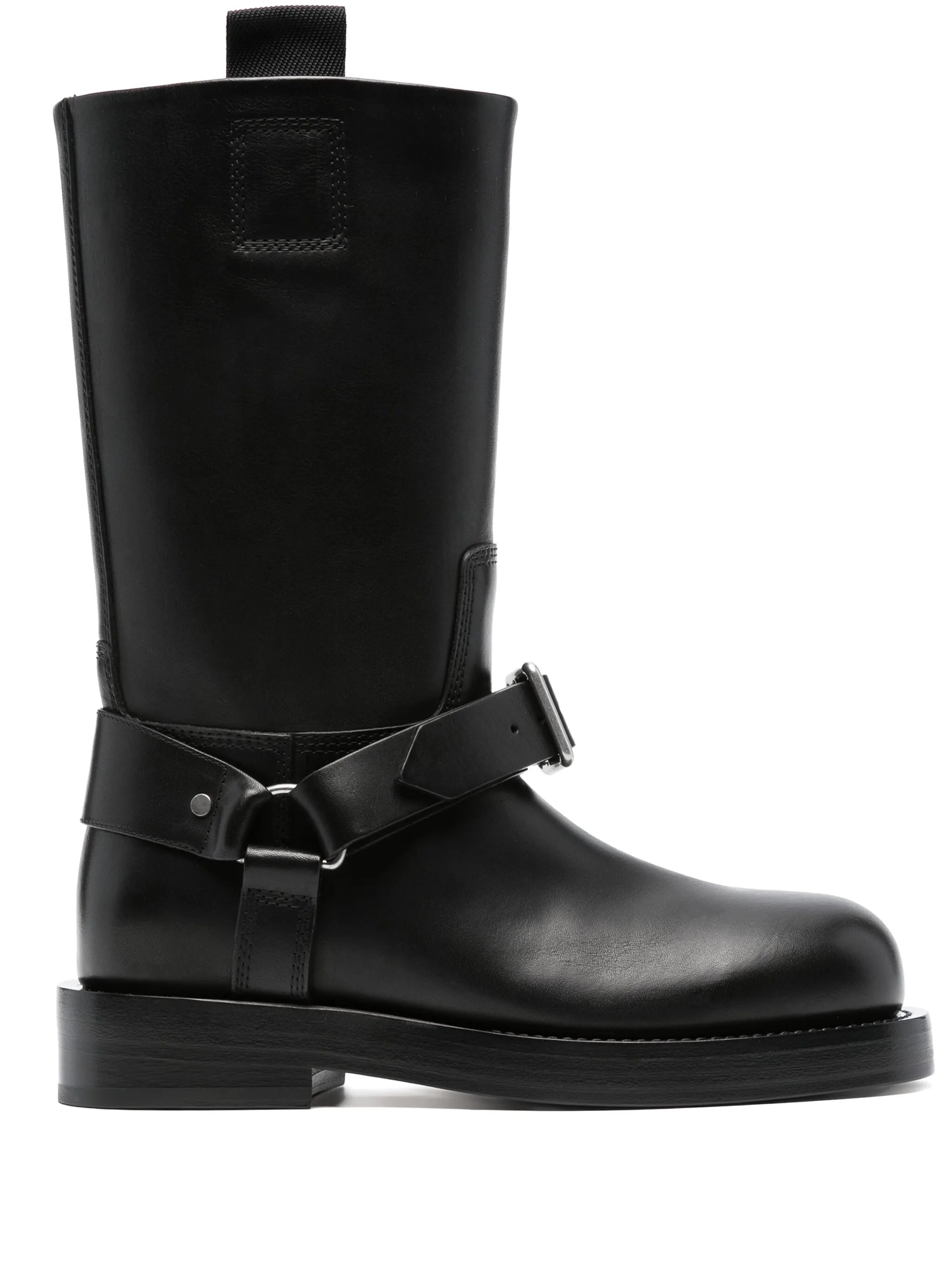 buckled-strap leather boots
