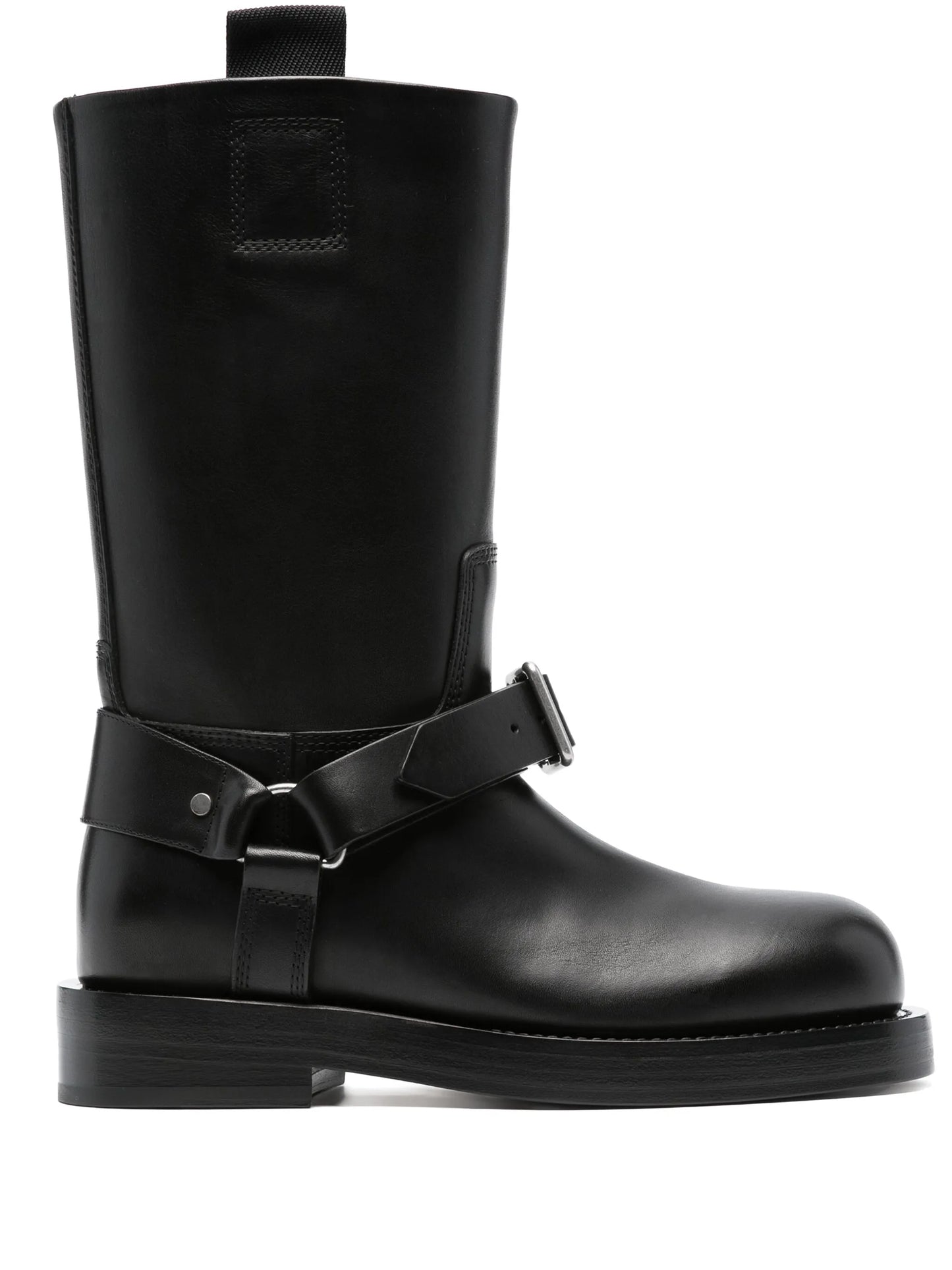 buckled-strap leather boots