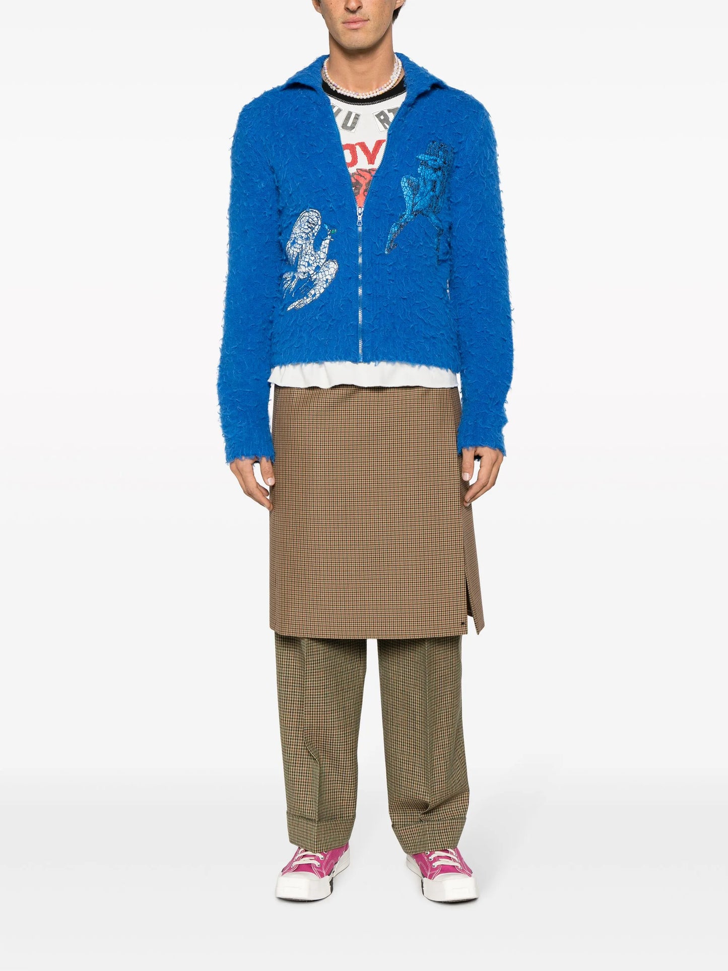 zip-up knit cardigan