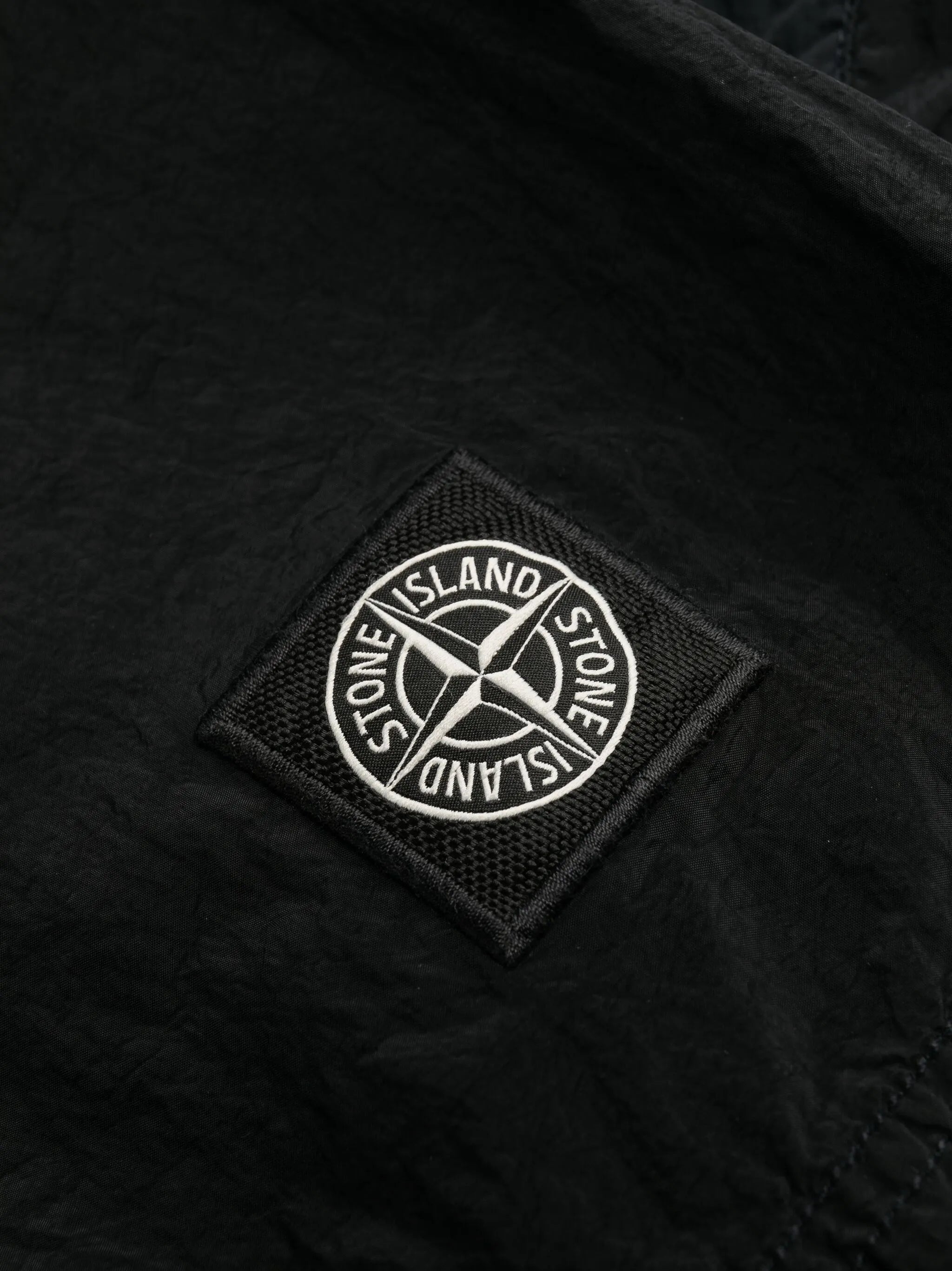 Compass-patch elasticated-waist swim shorts