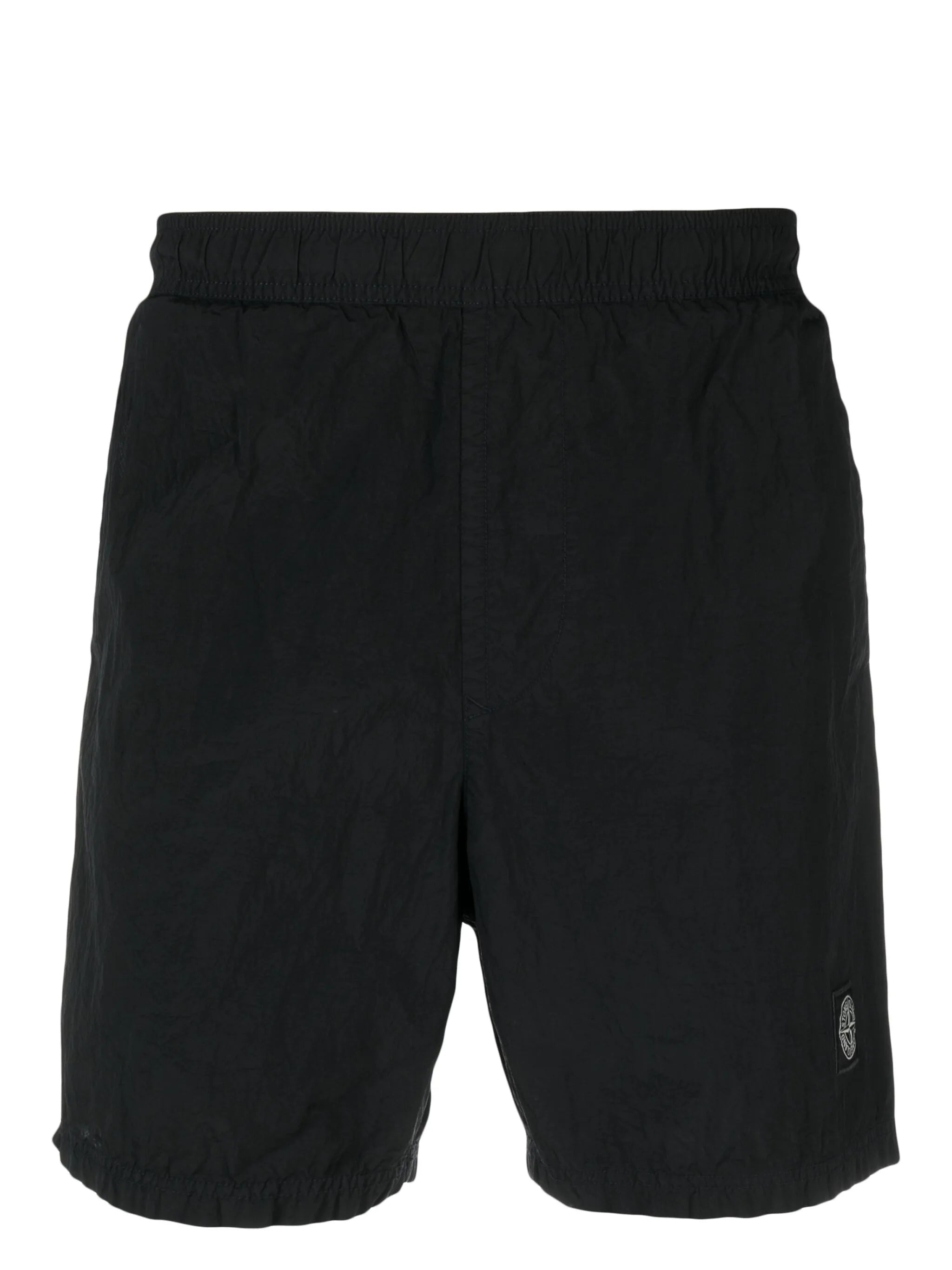Compass-patch elasticated-waist swim shorts