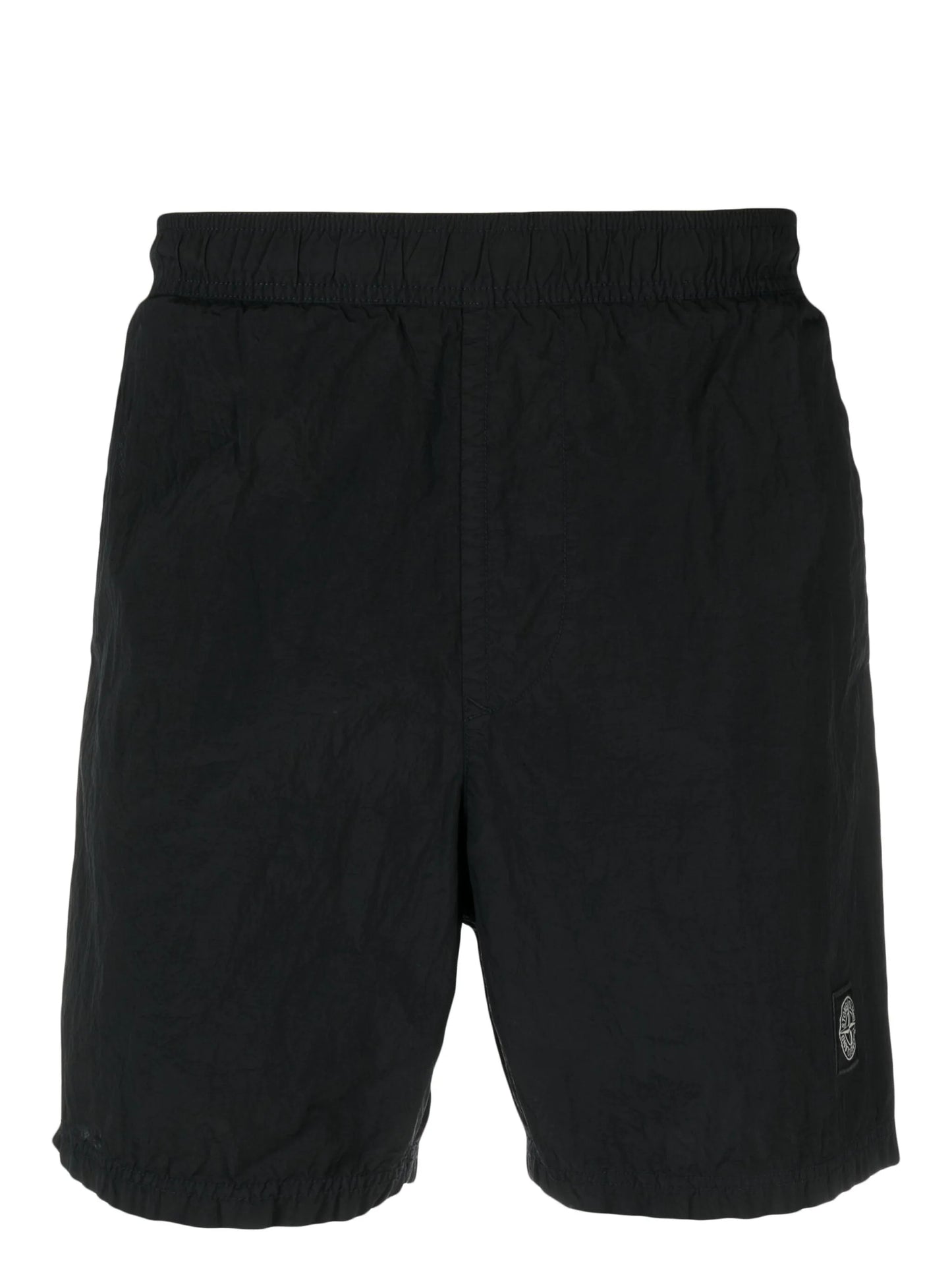 Compass-patch elasticated-waist swim shorts