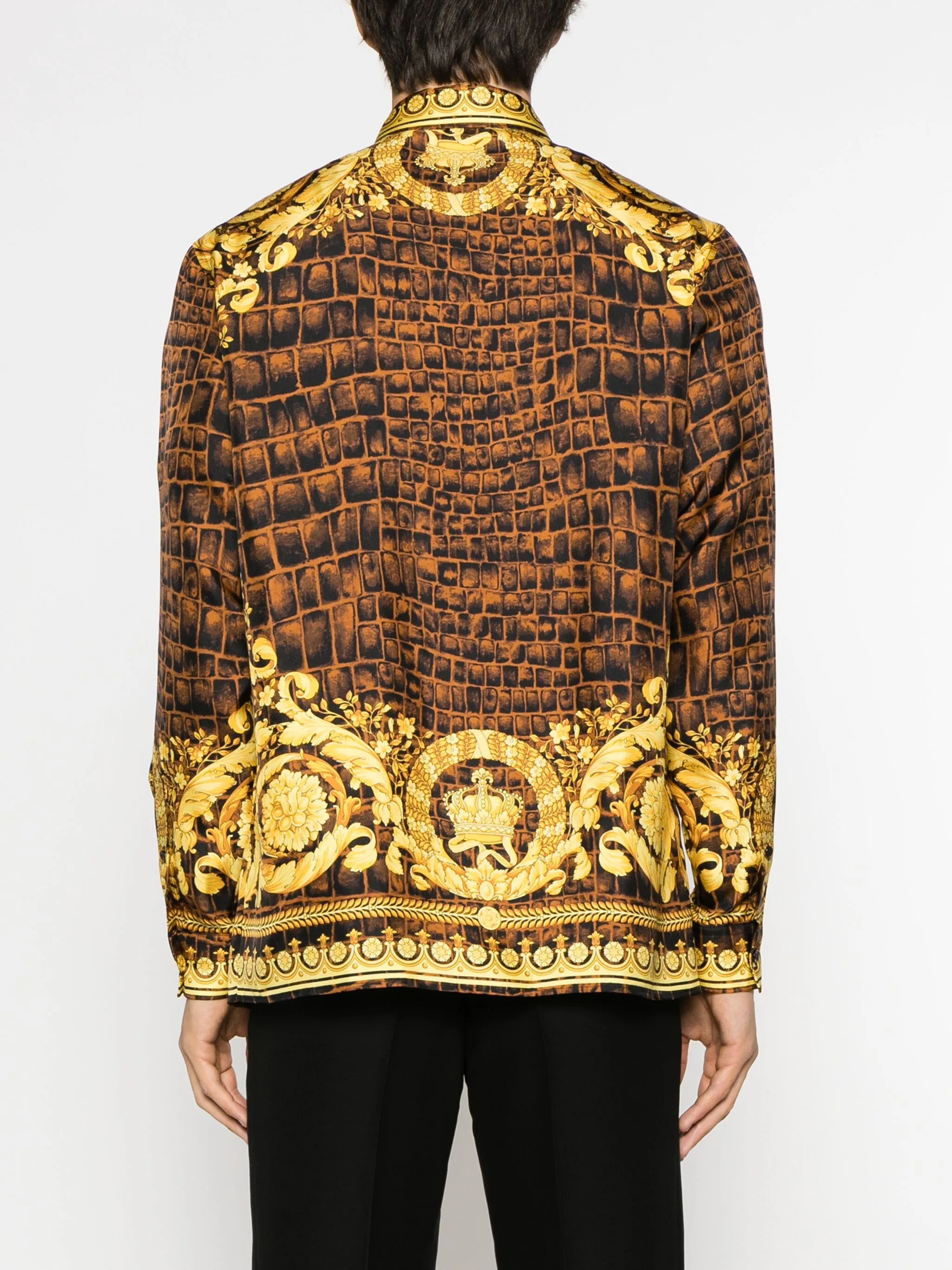 Baroccodile-print silk shirt