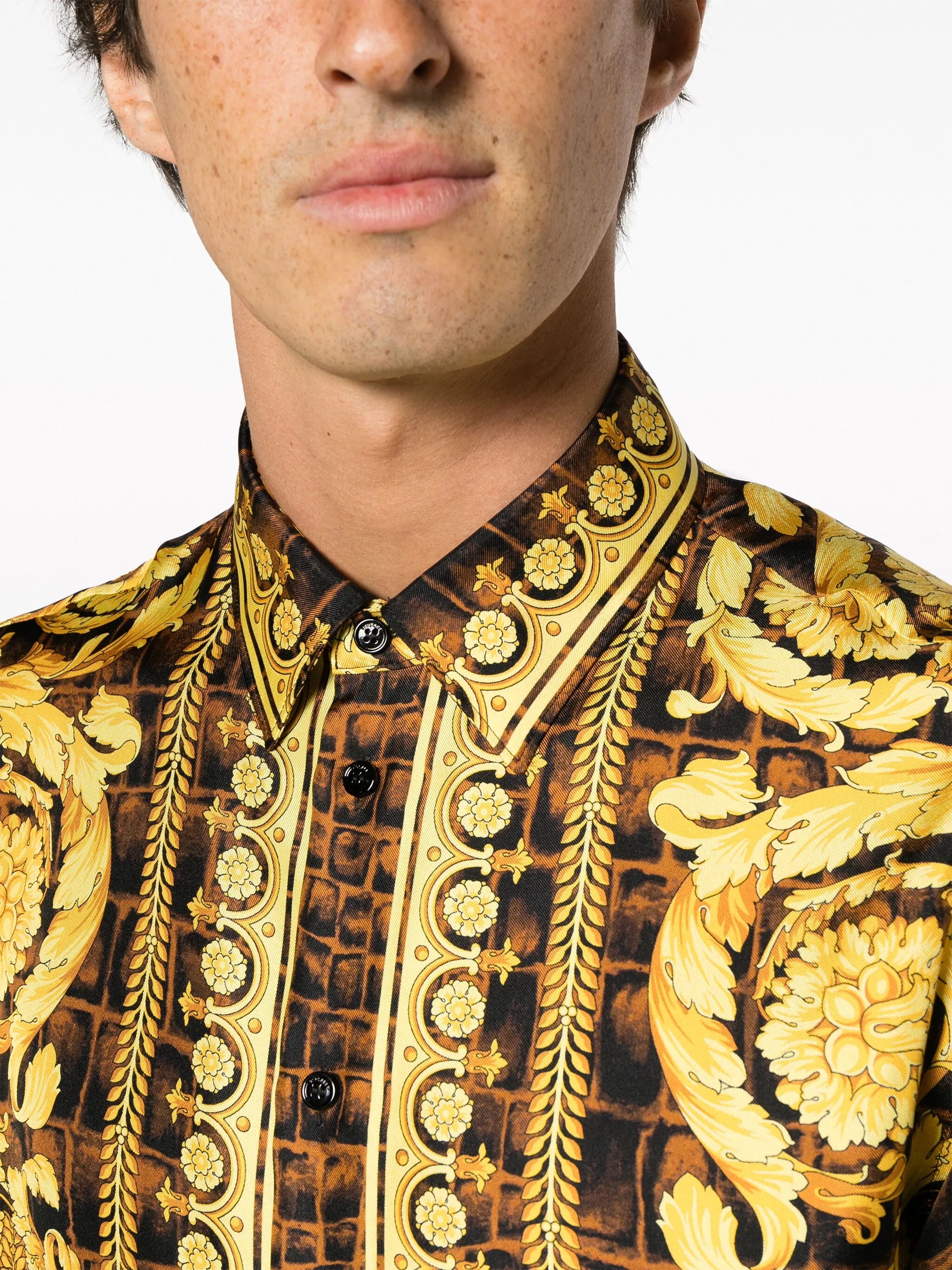 Baroccodile-print silk shirt