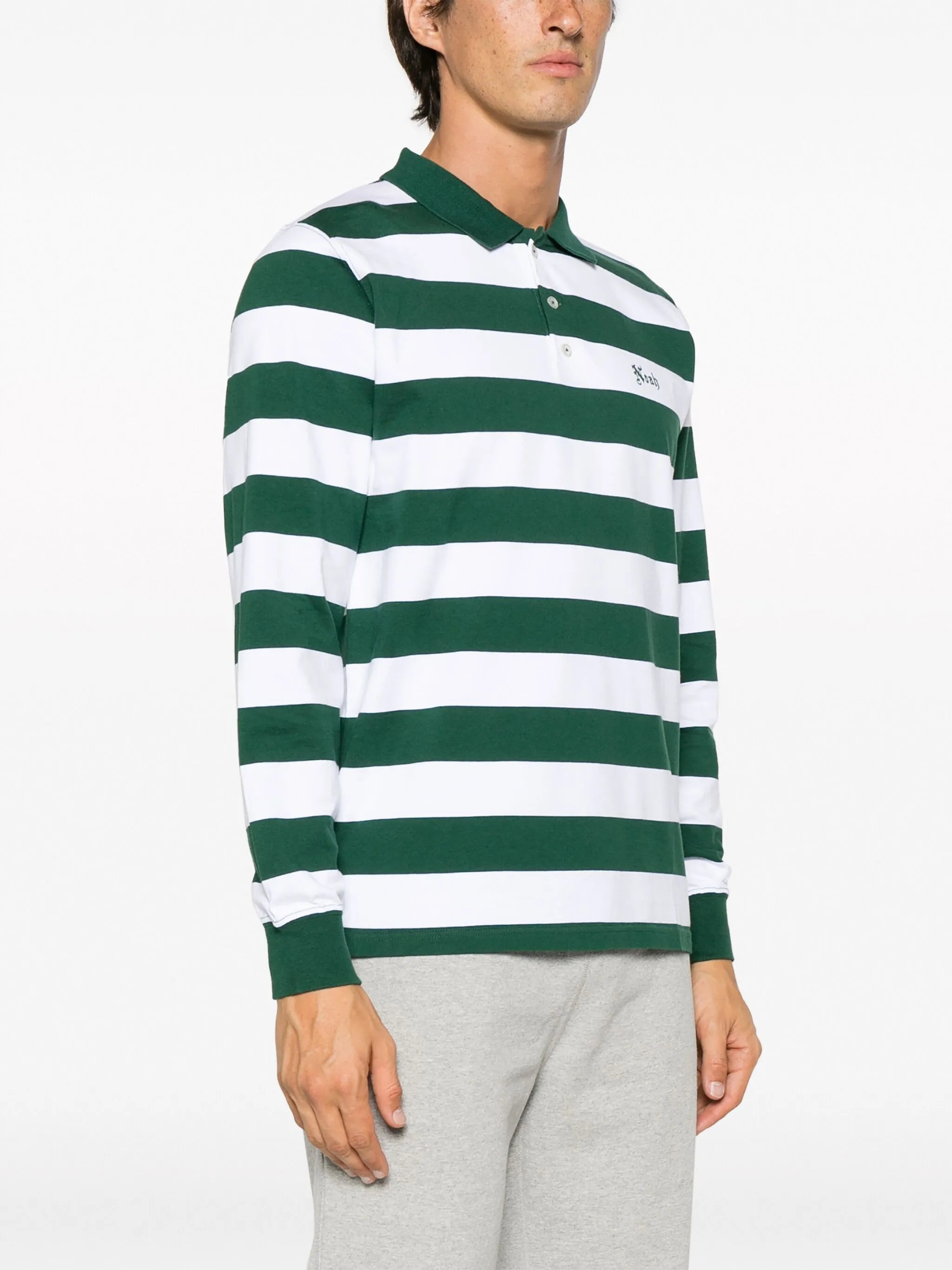 striped-pattern logo polo shirt