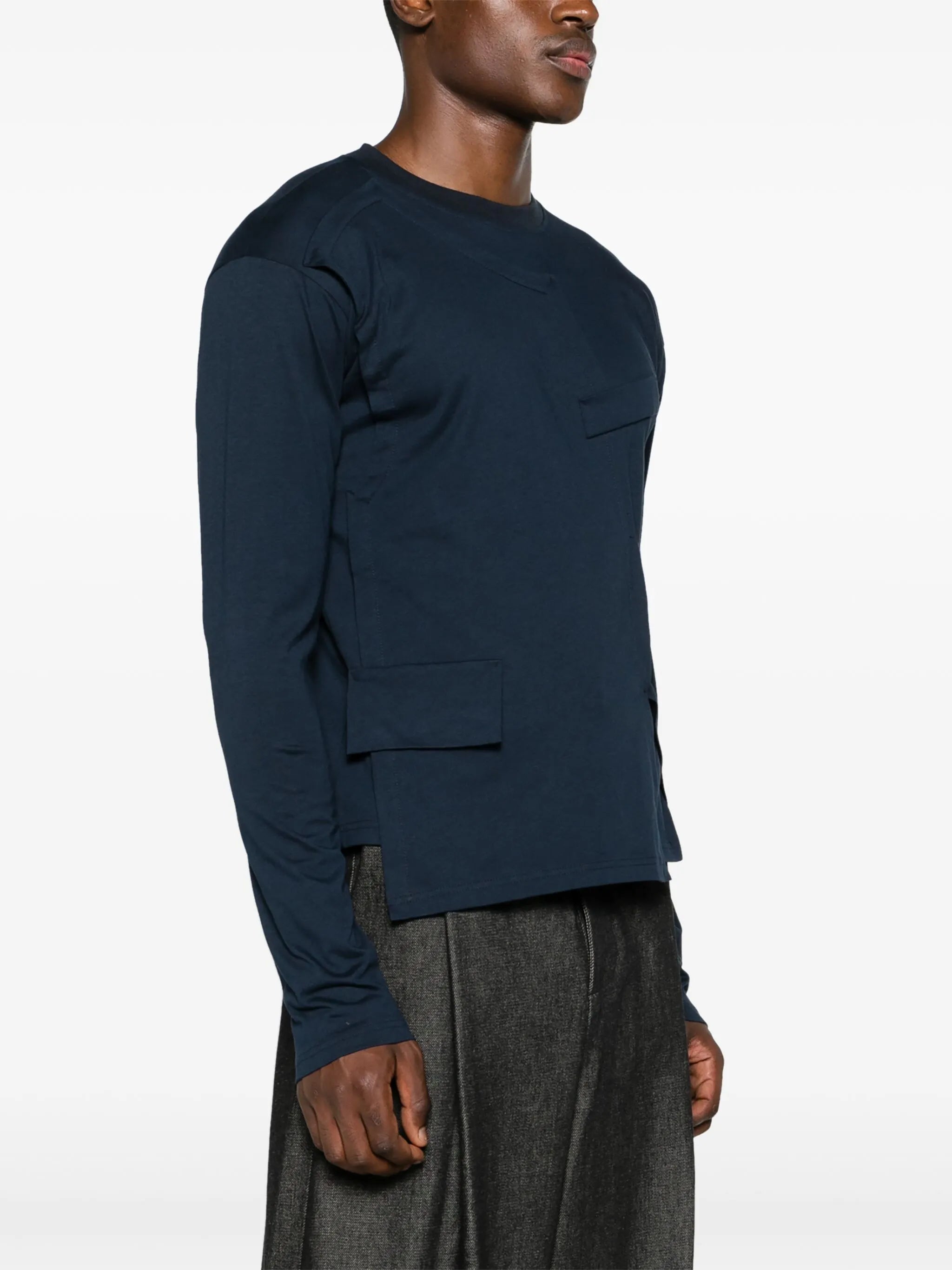 deconstructed-design cotton T-shirt
