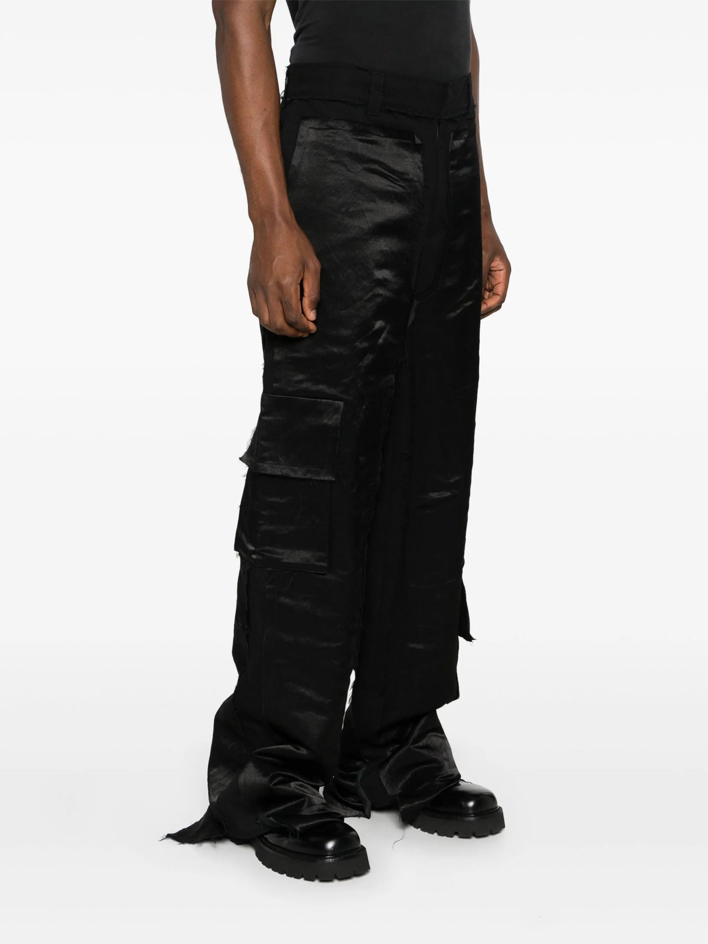 deconstructed cotton cargo trousers