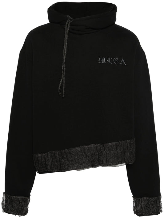 logo-embroidered deconstructed hoodie