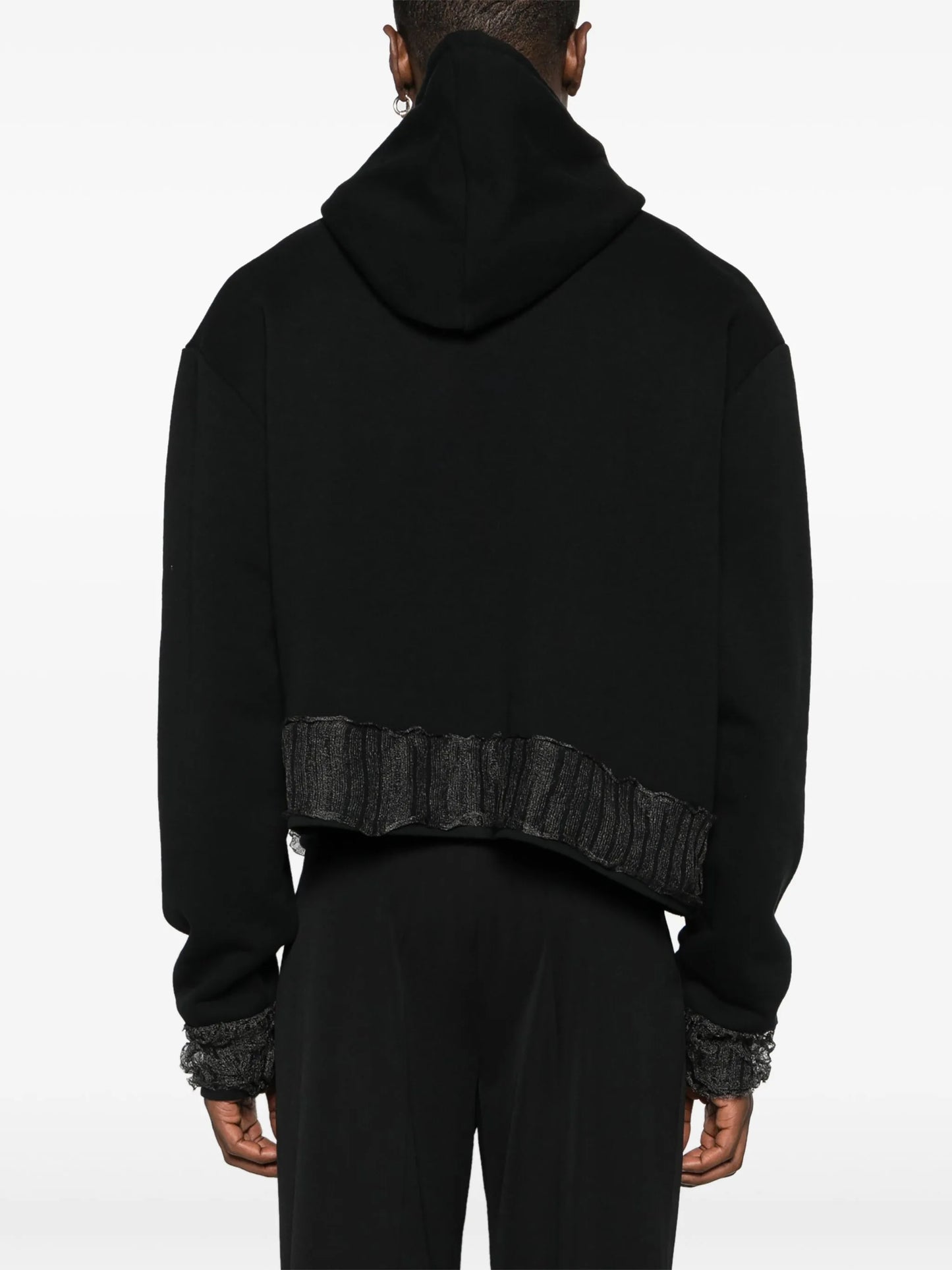logo-embroidered deconstructed hoodie