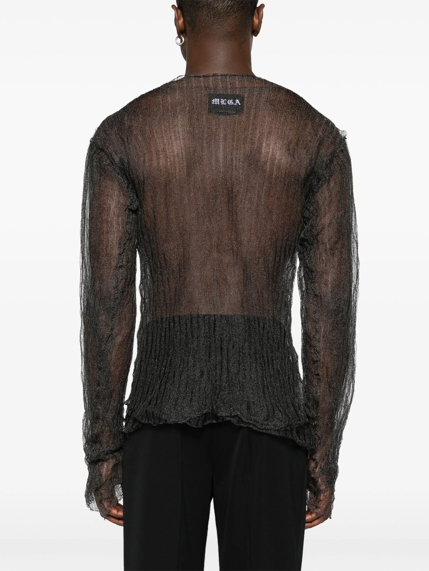 layered open-knit T-shirt