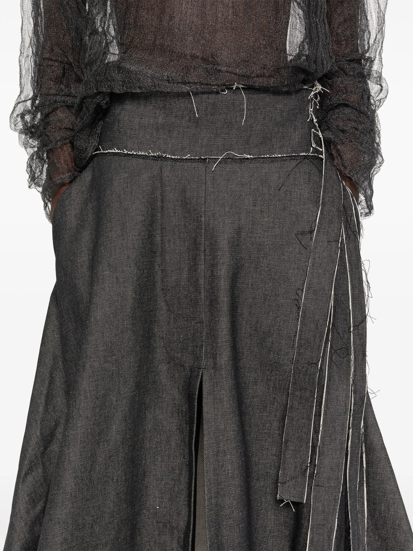 distressed denim skirt