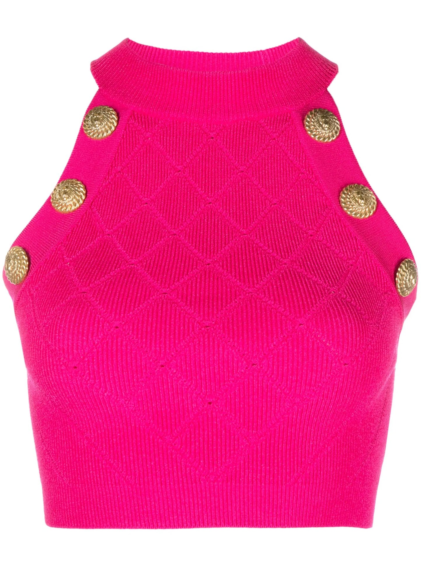 Lion Head-buttons cropped tank top