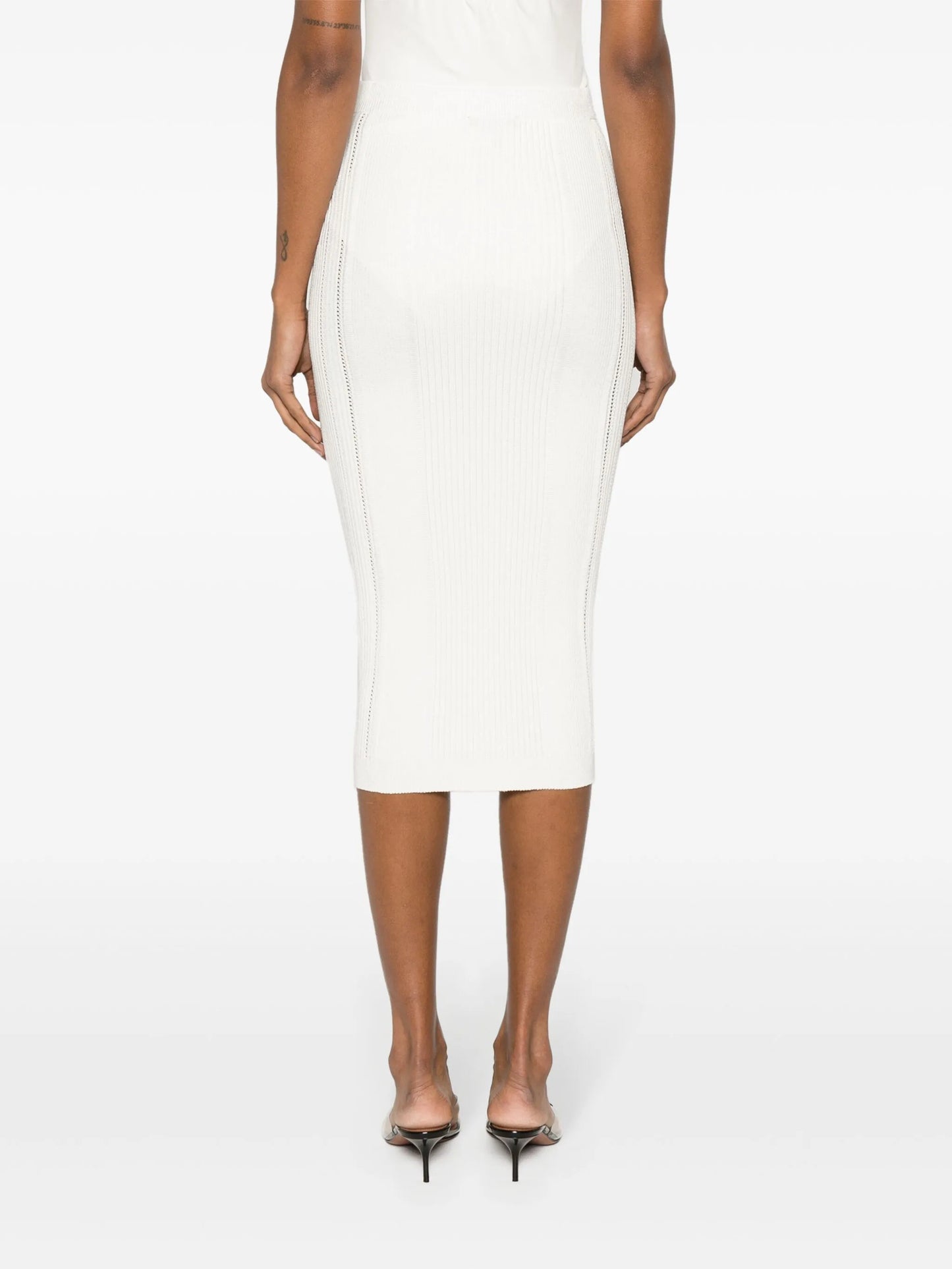 ribbed-knit midi skirt