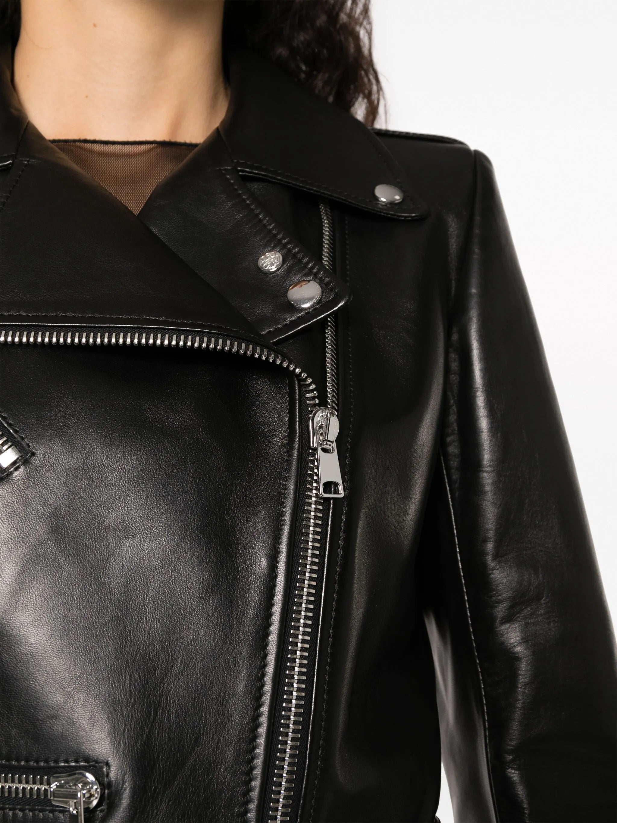 cropped leather biker jacket