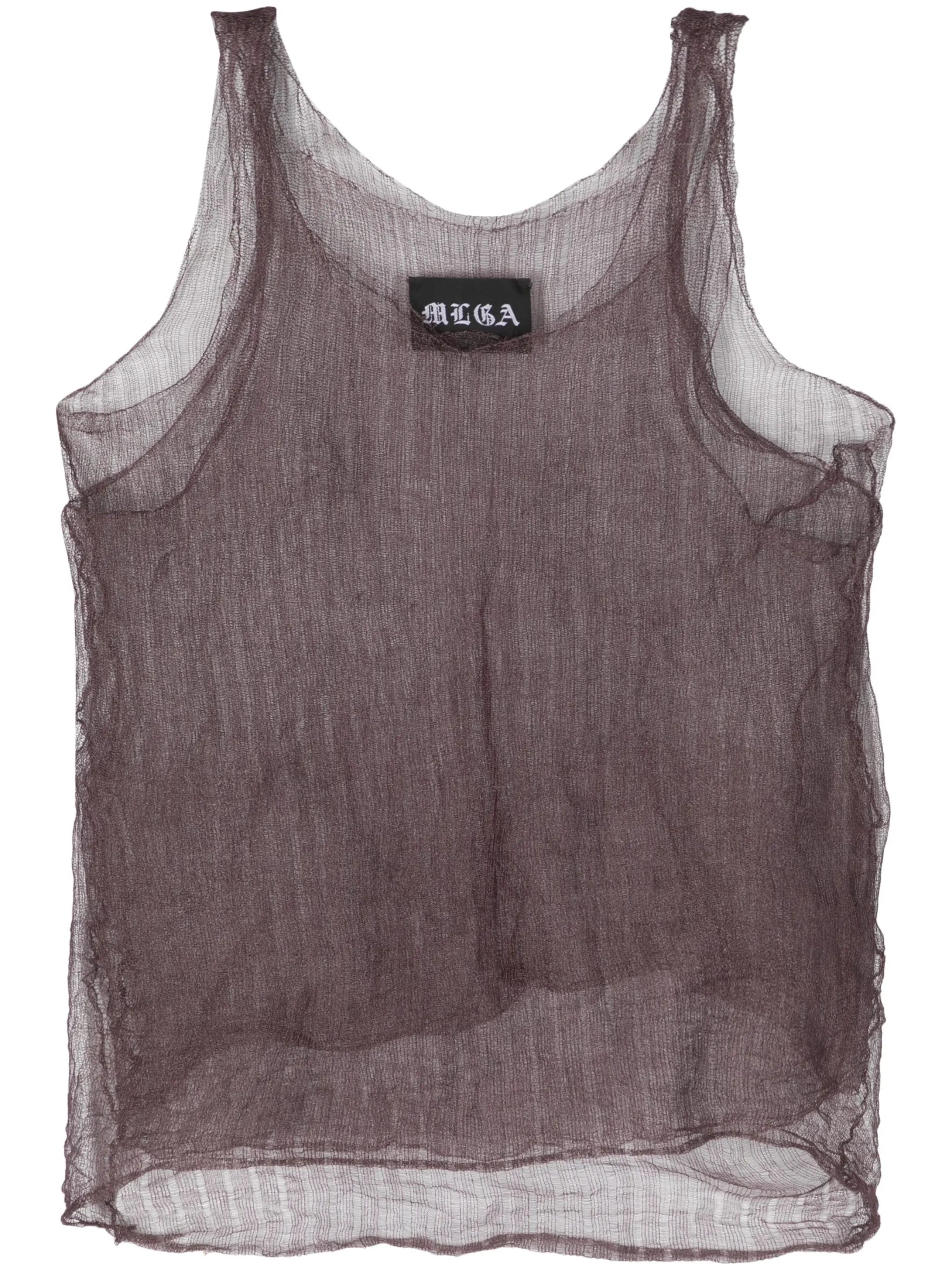 layered open-knit tank top