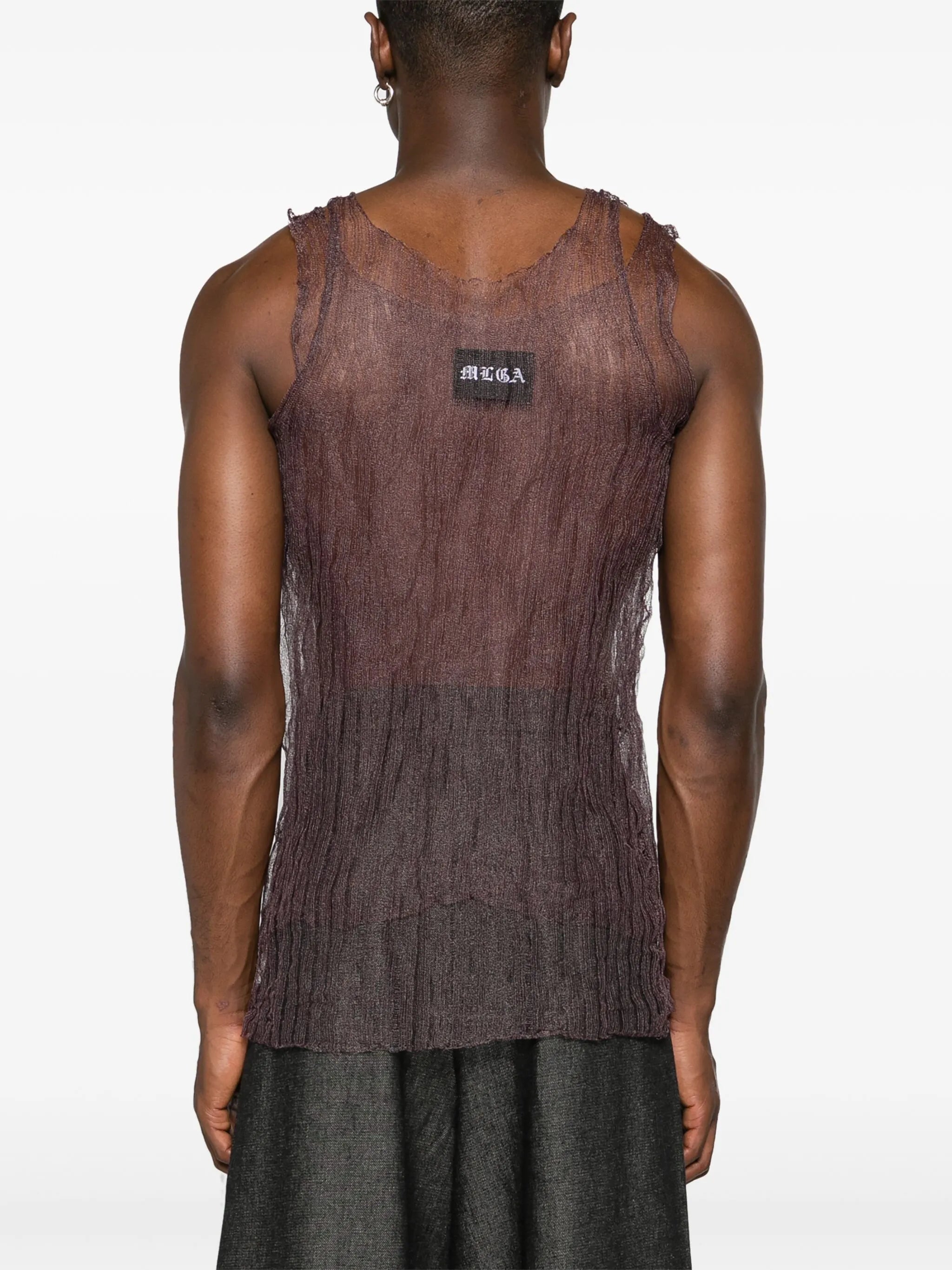 layered open-knit tank top