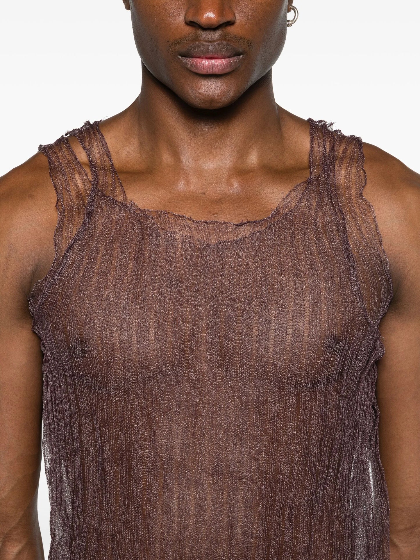 layered open-knit tank top