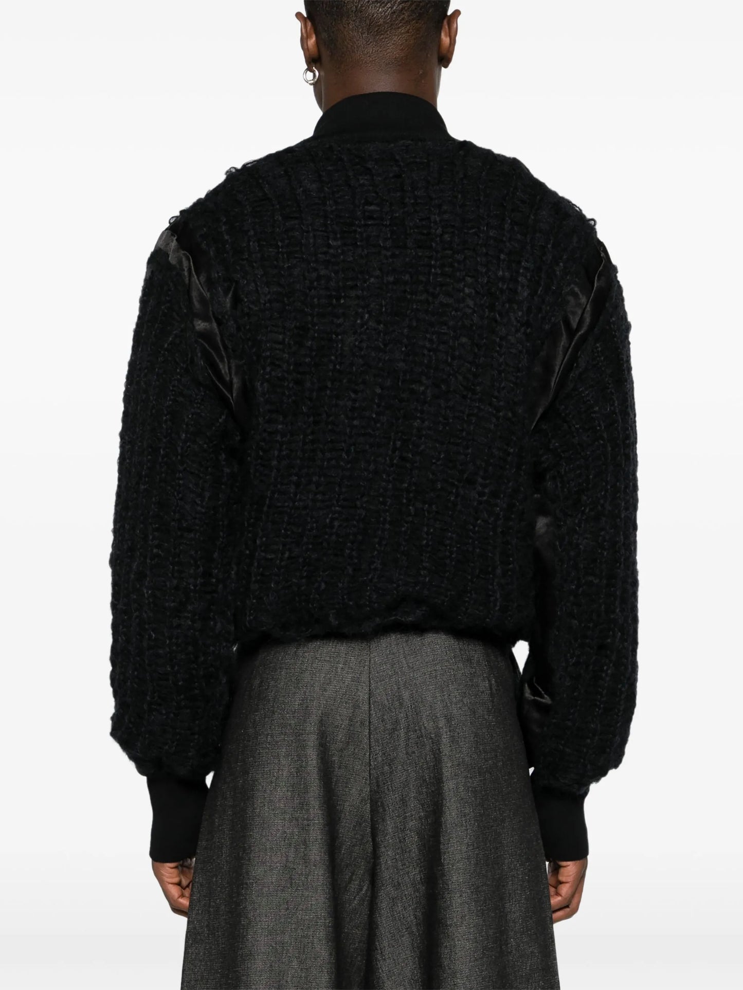 chunky-knit bomber jacket