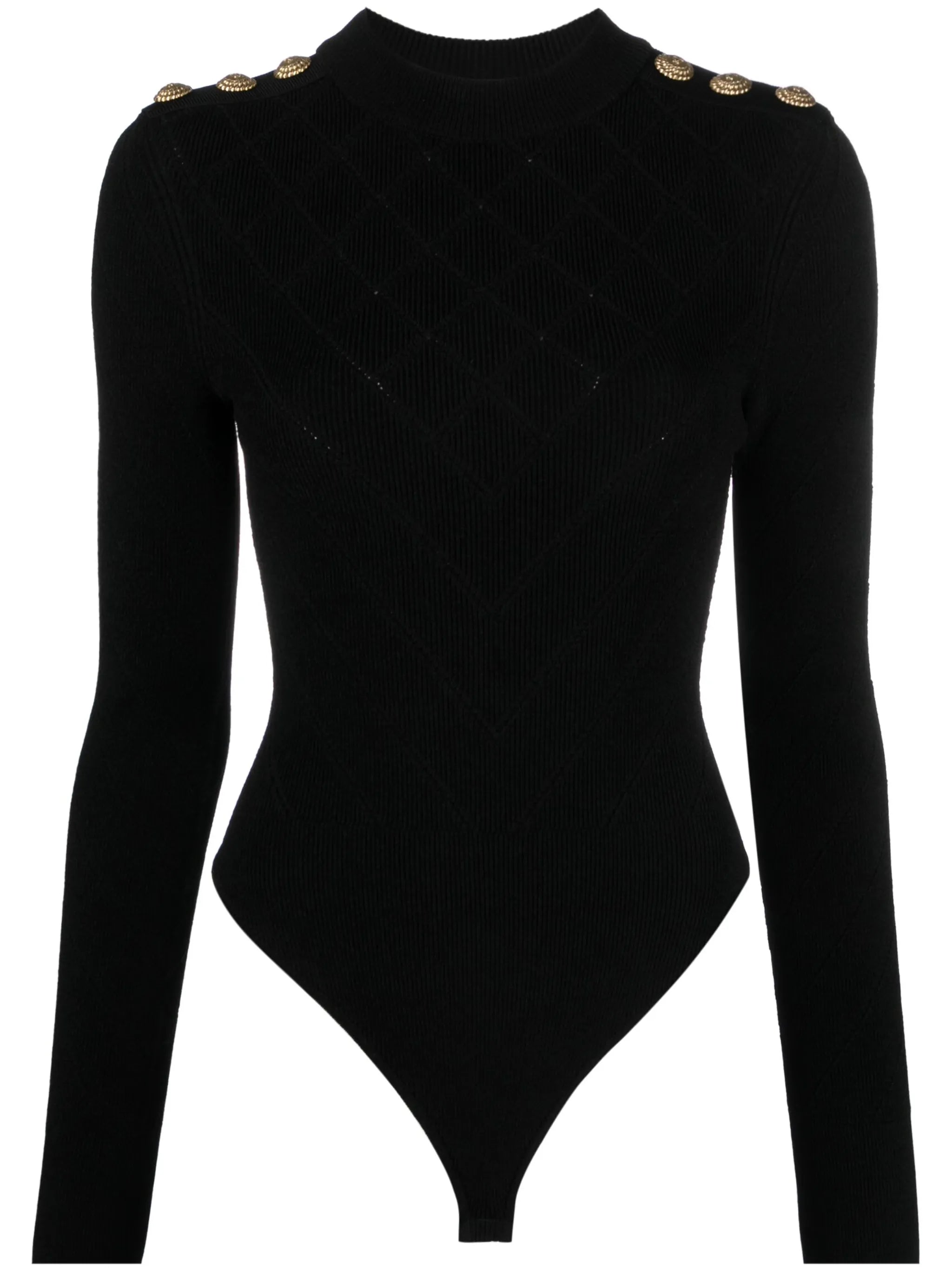 Lion-buttons open-back bodysuit