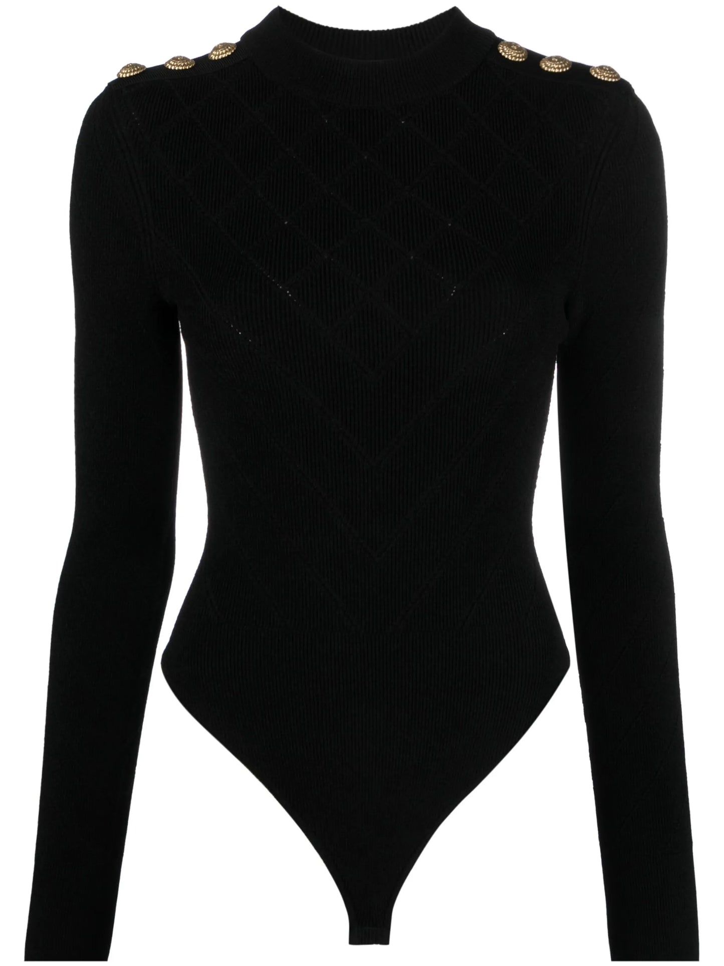 Lion-buttons open-back bodysuit
