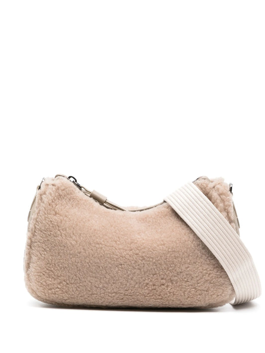 chain-detail shearling crossbody bag
