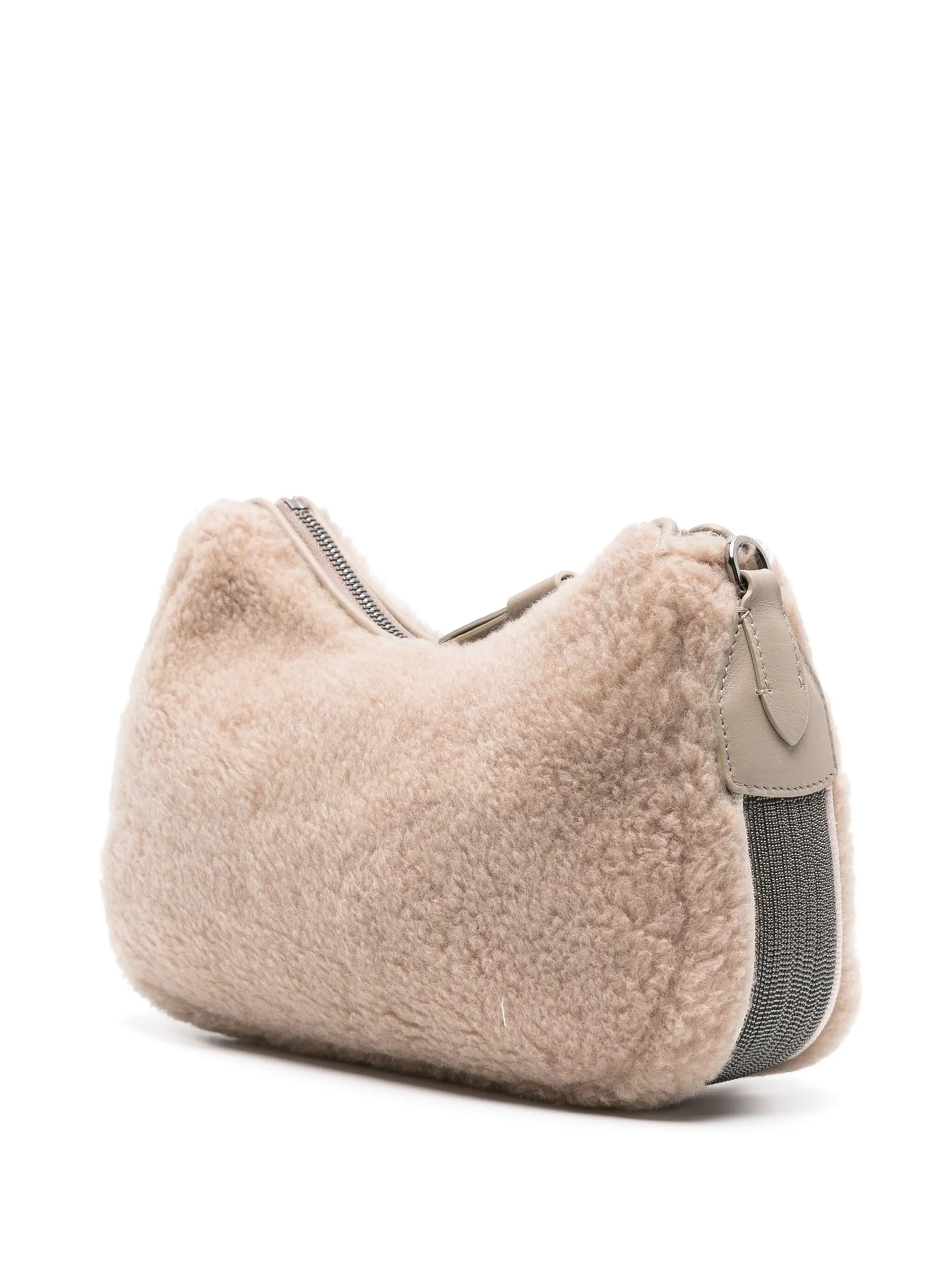 chain-detail shearling crossbody bag