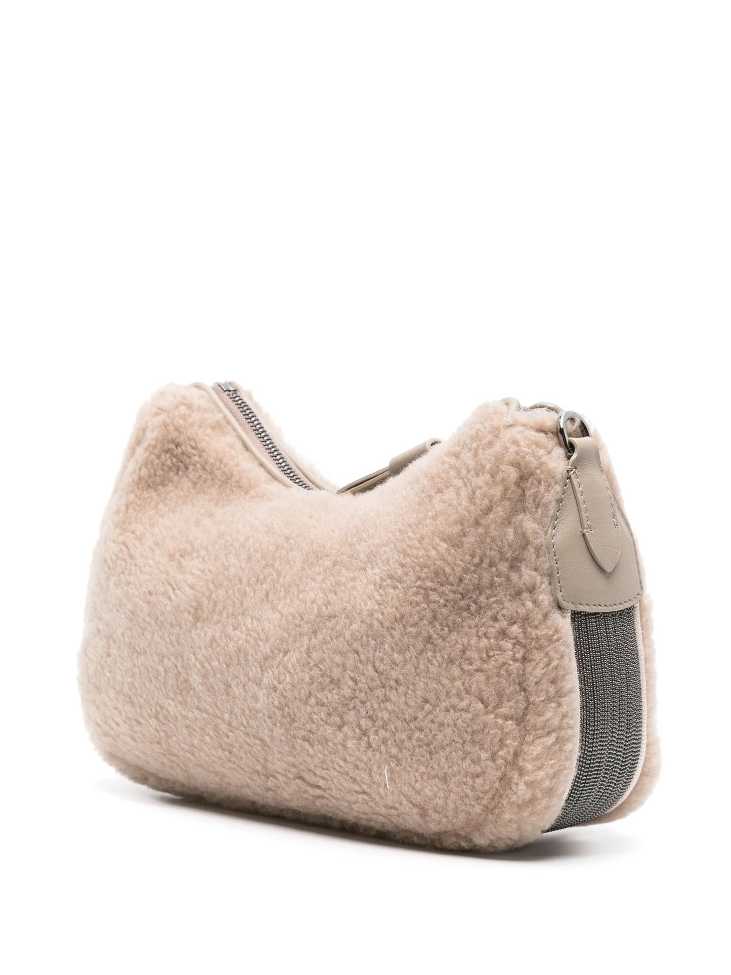 chain-detail shearling crossbody bag
