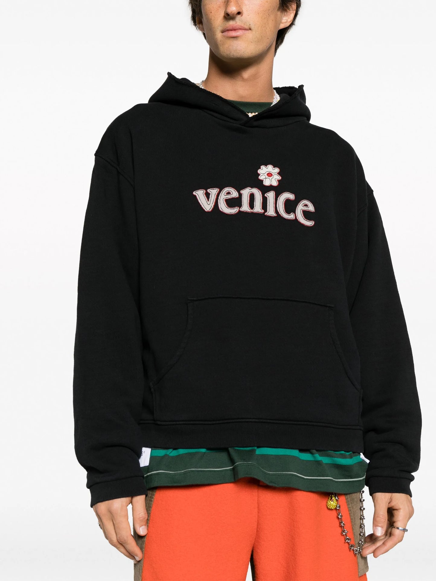 logo-patch cotton hoodie