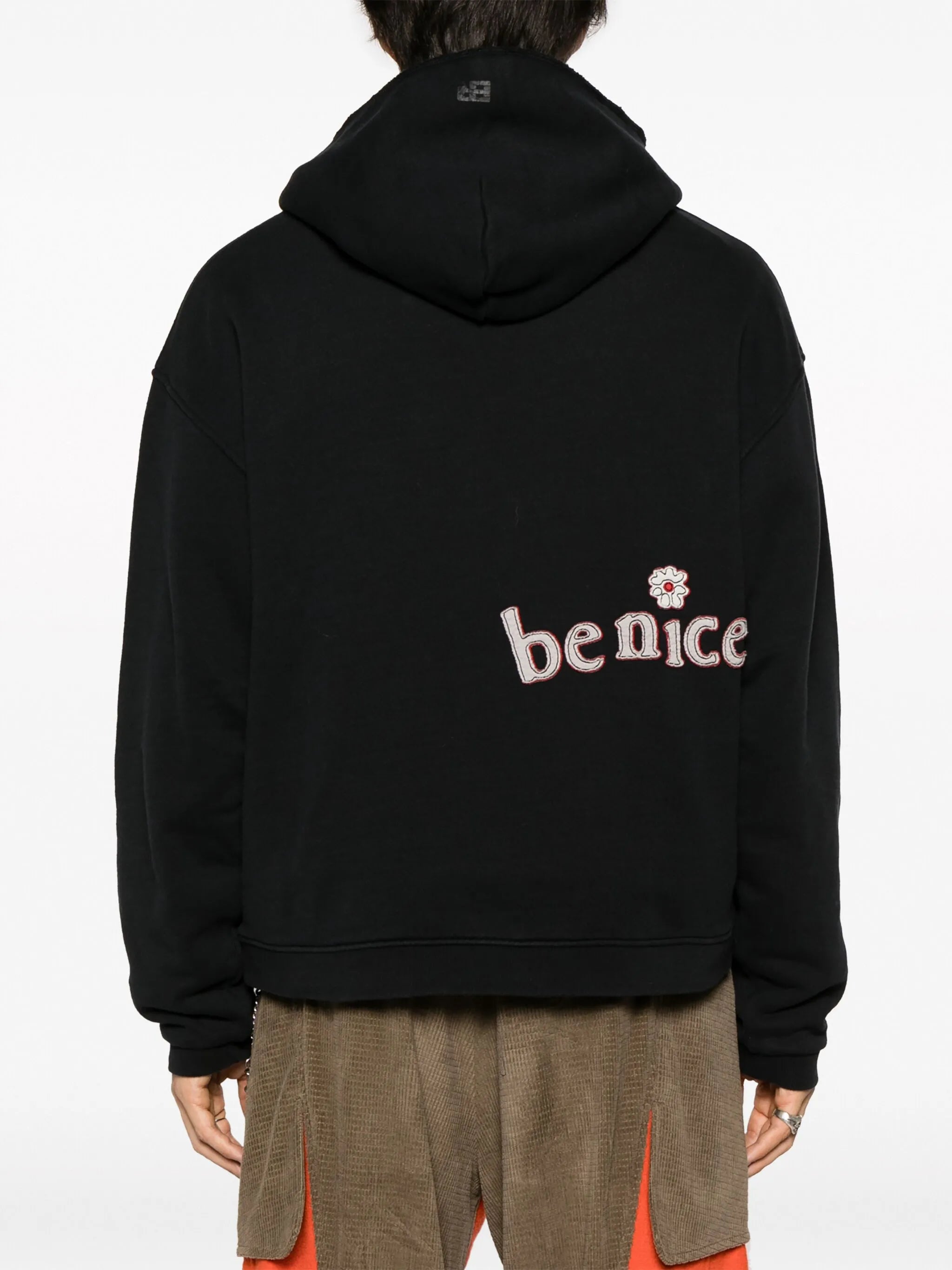 logo-patch cotton hoodie
