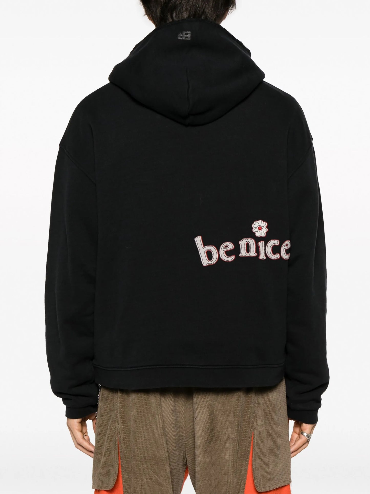 logo-patch cotton hoodie