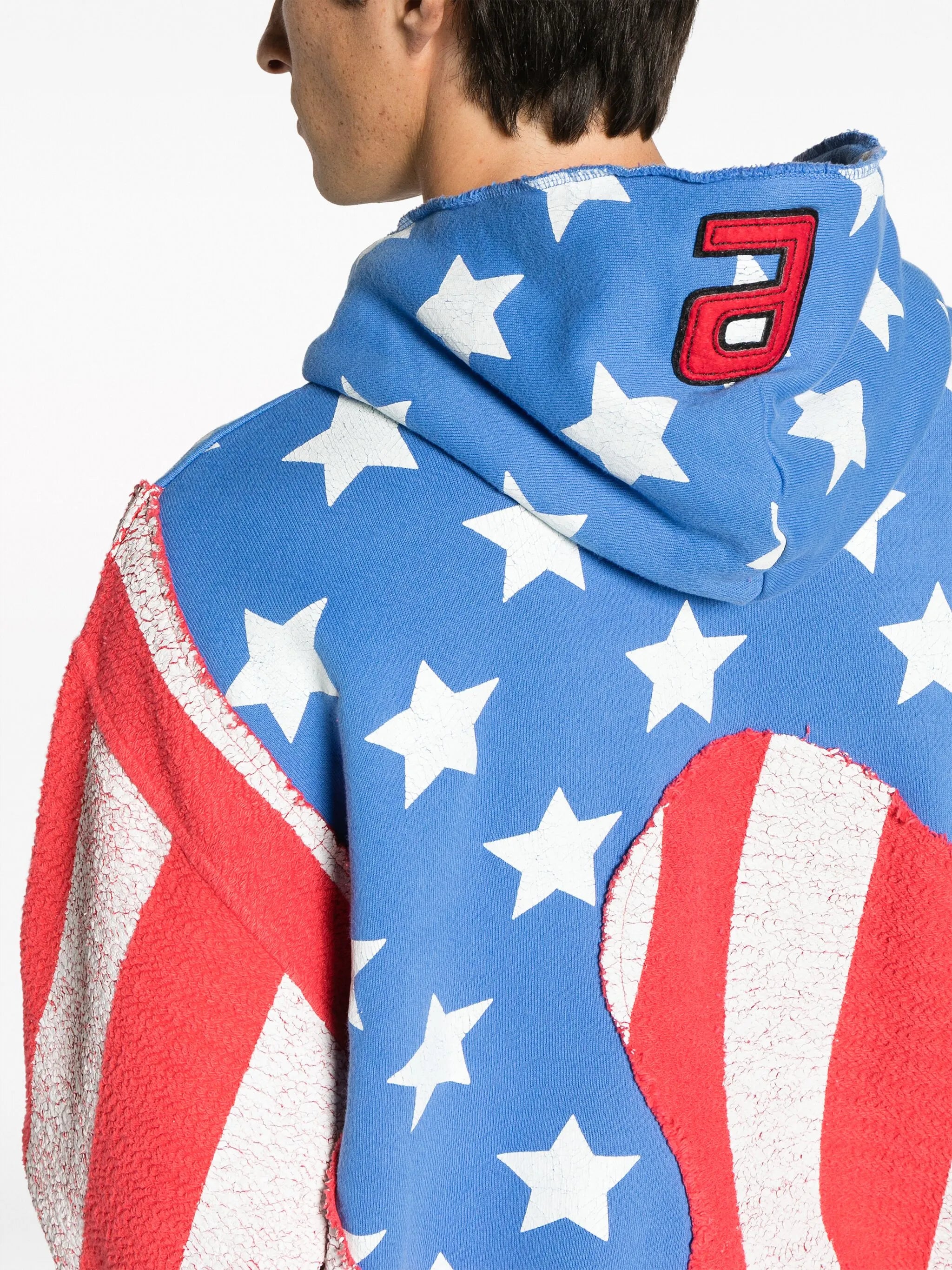 flag-print cotton hoodie