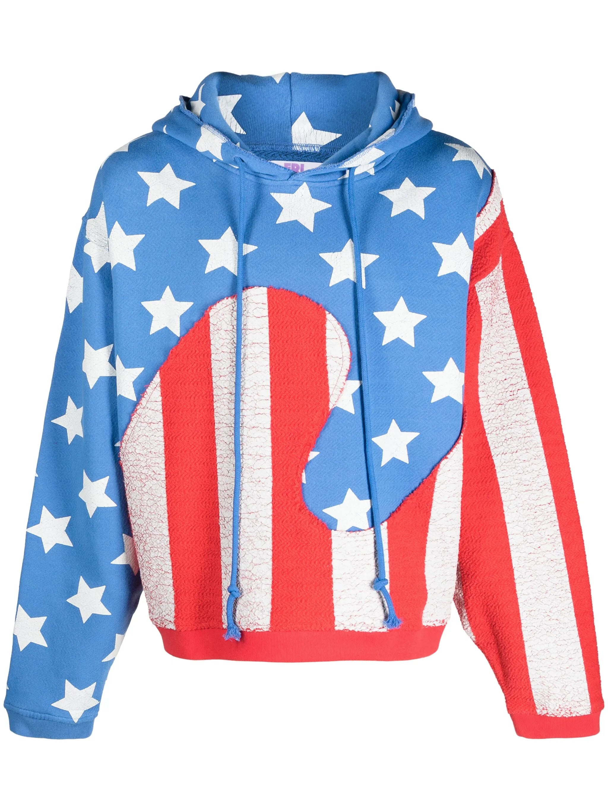 flag-print cotton hoodie
