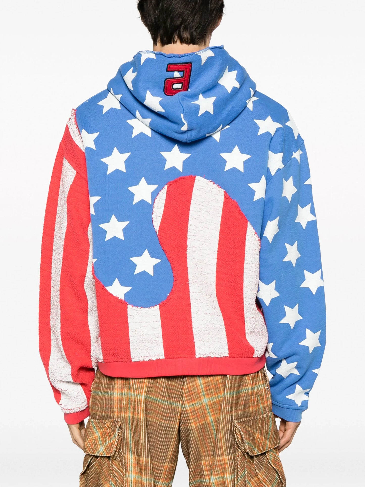 flag-print cotton hoodie