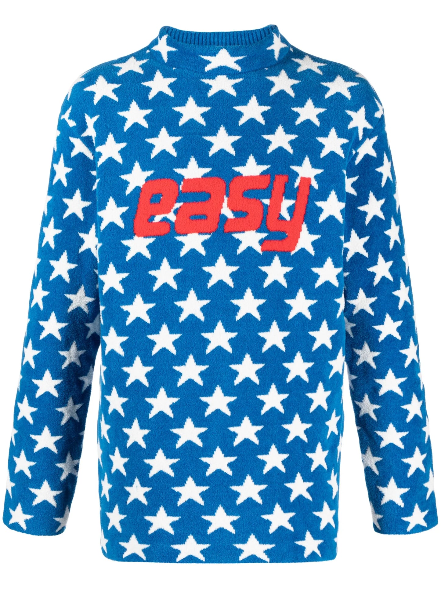 mock-neck intarsia-knit jumper