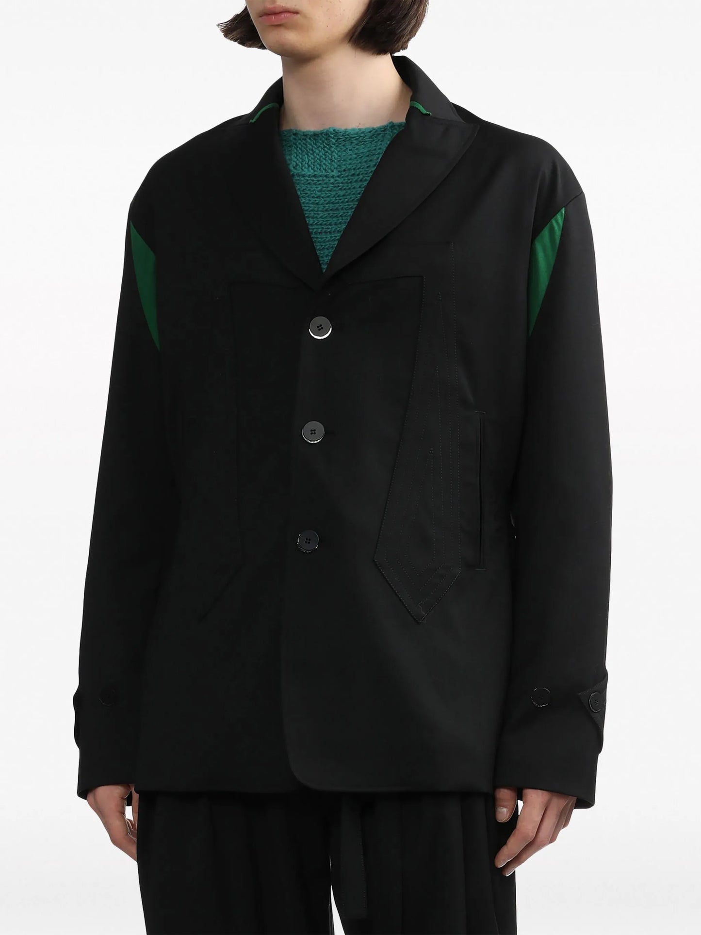 contrast-panel single-breasted blazer