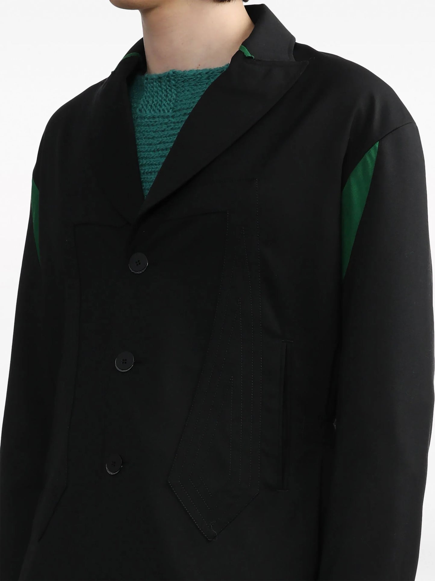 contrast-panel single-breasted blazer