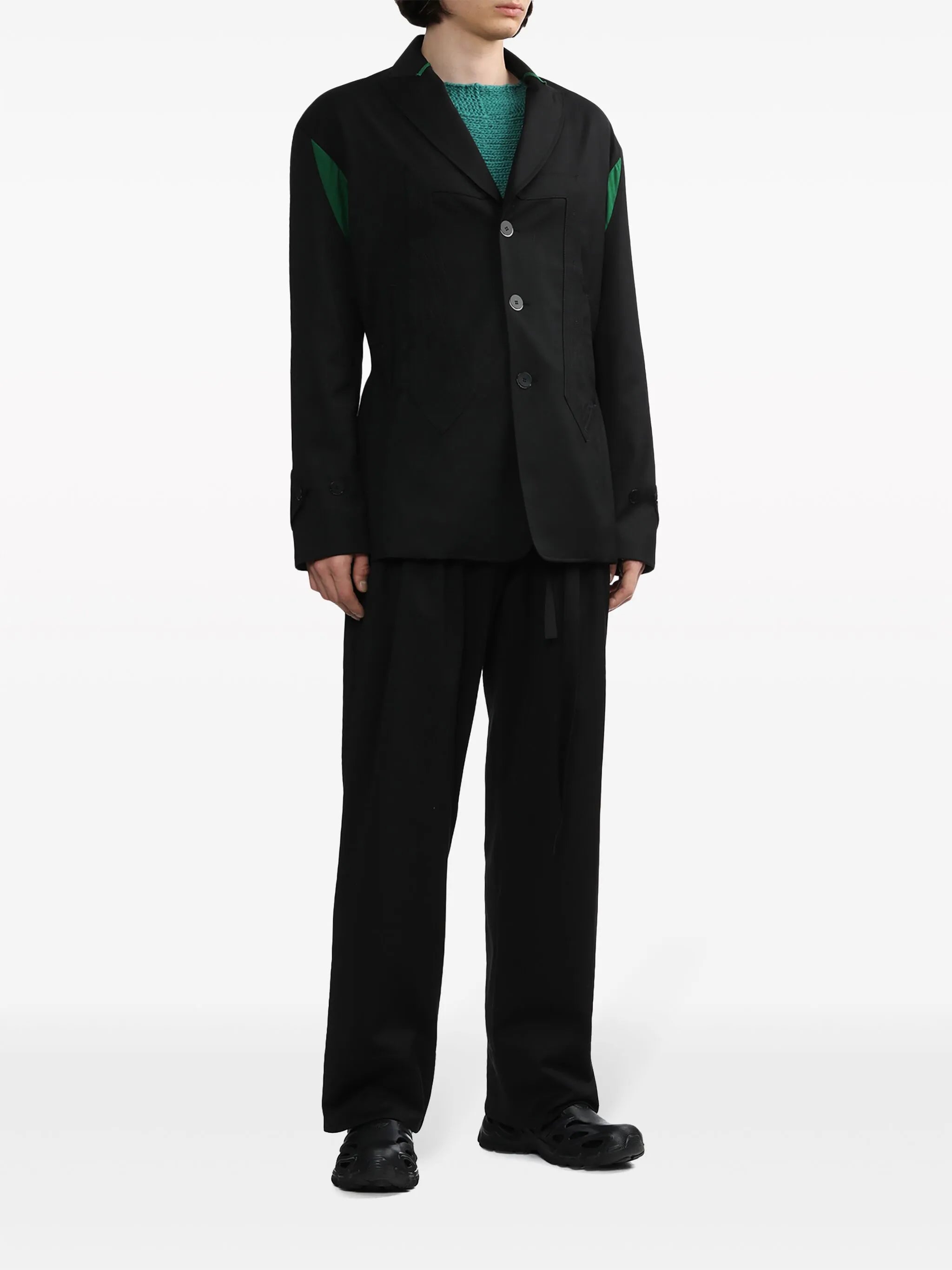 contrast-panel single-breasted blazer
