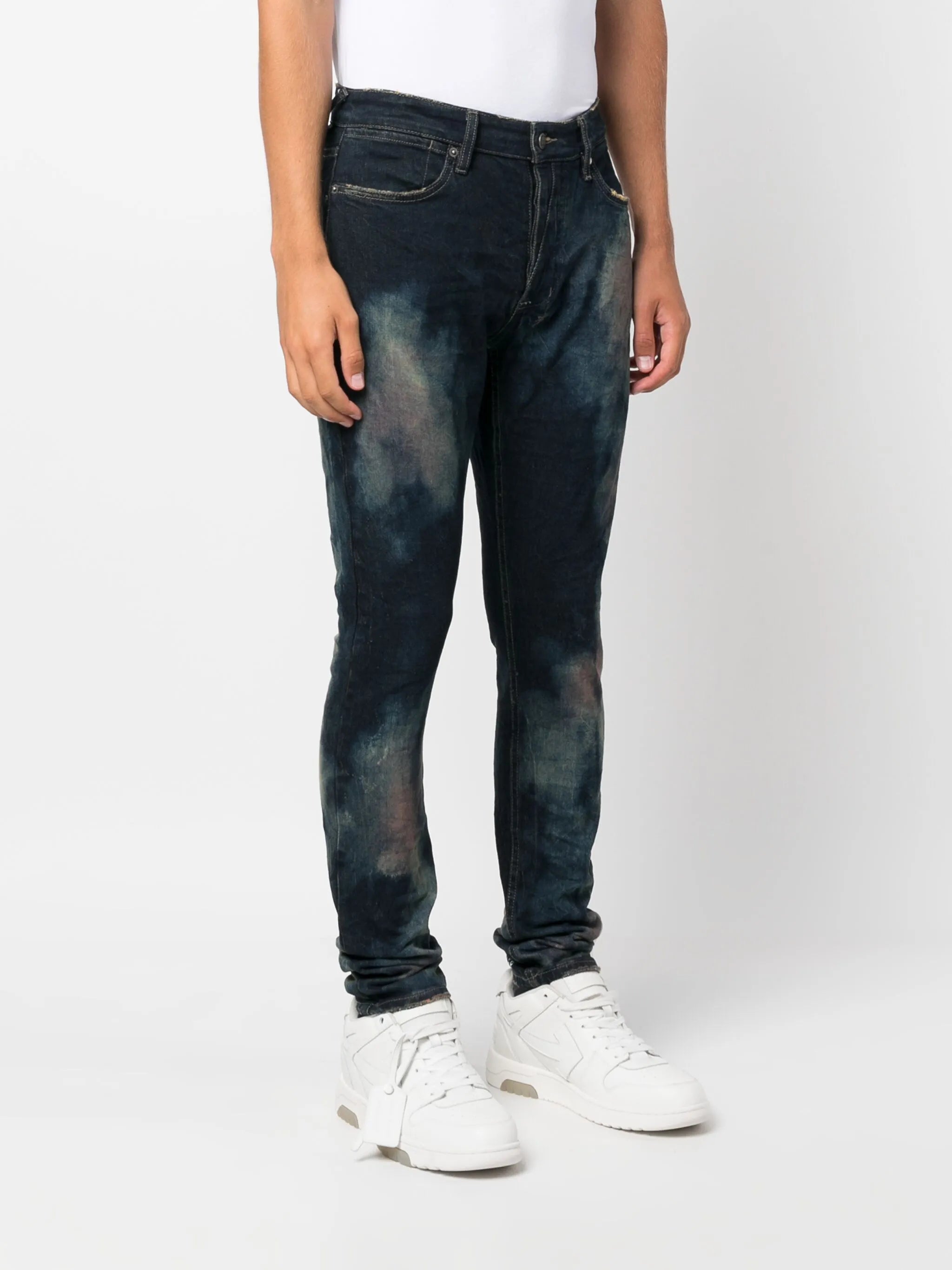 bleached-effect slim-cut jeans