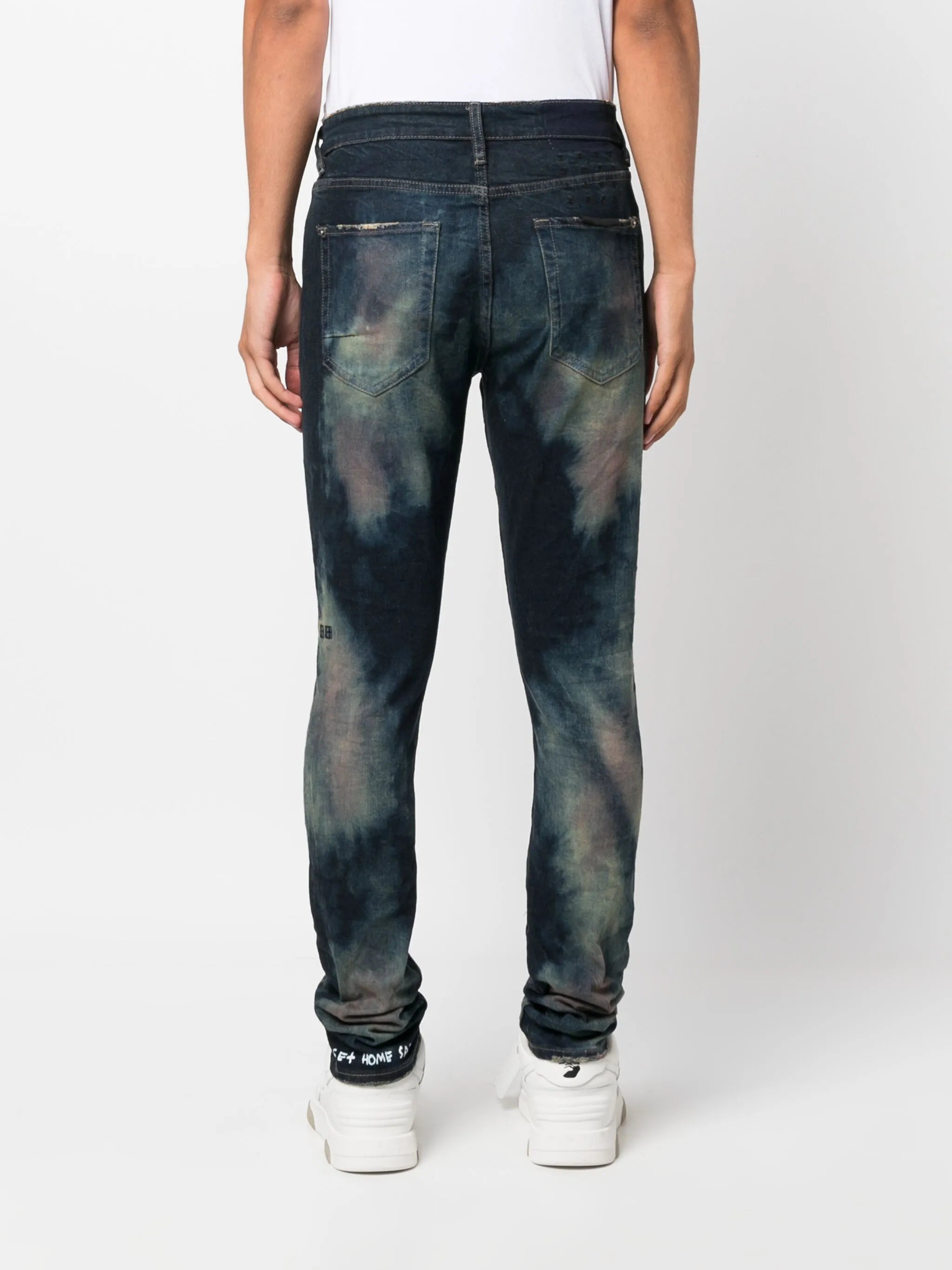 bleached-effect slim-cut jeans