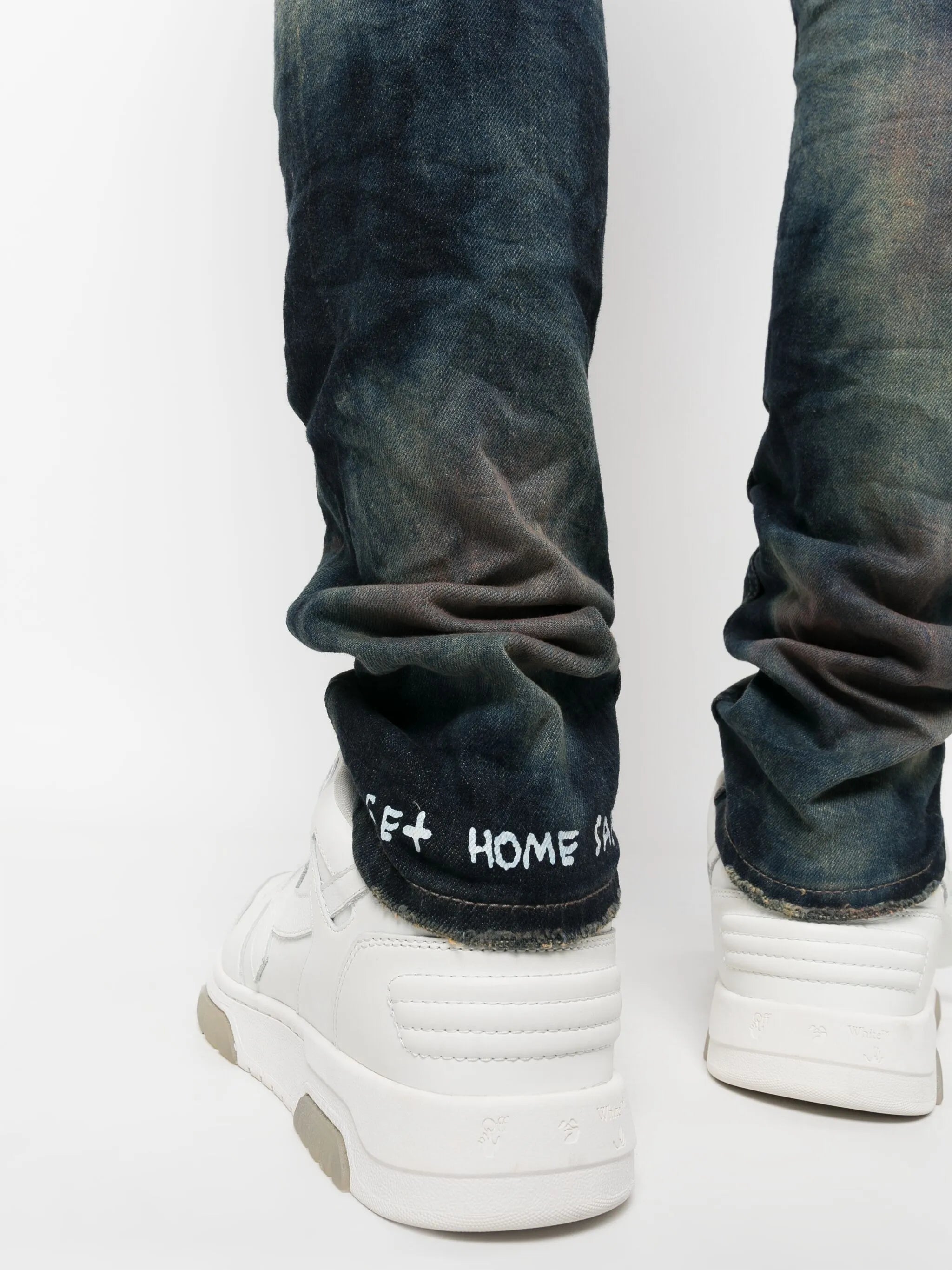 bleached-effect slim-cut jeans