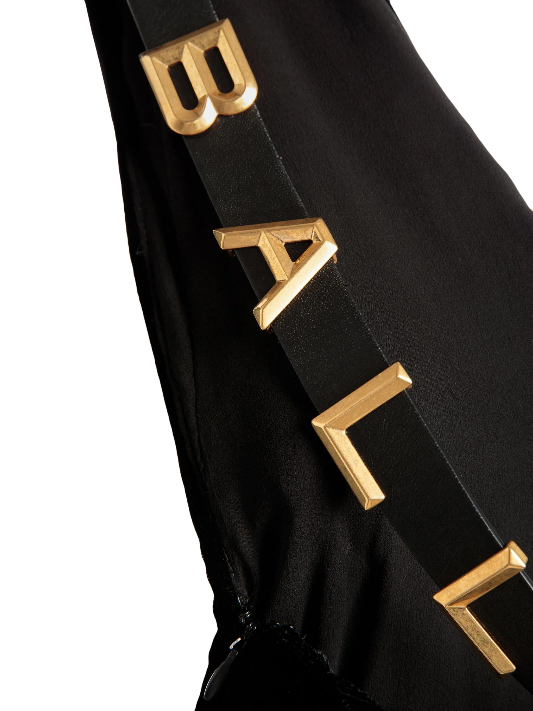 logo-lettering draped gown