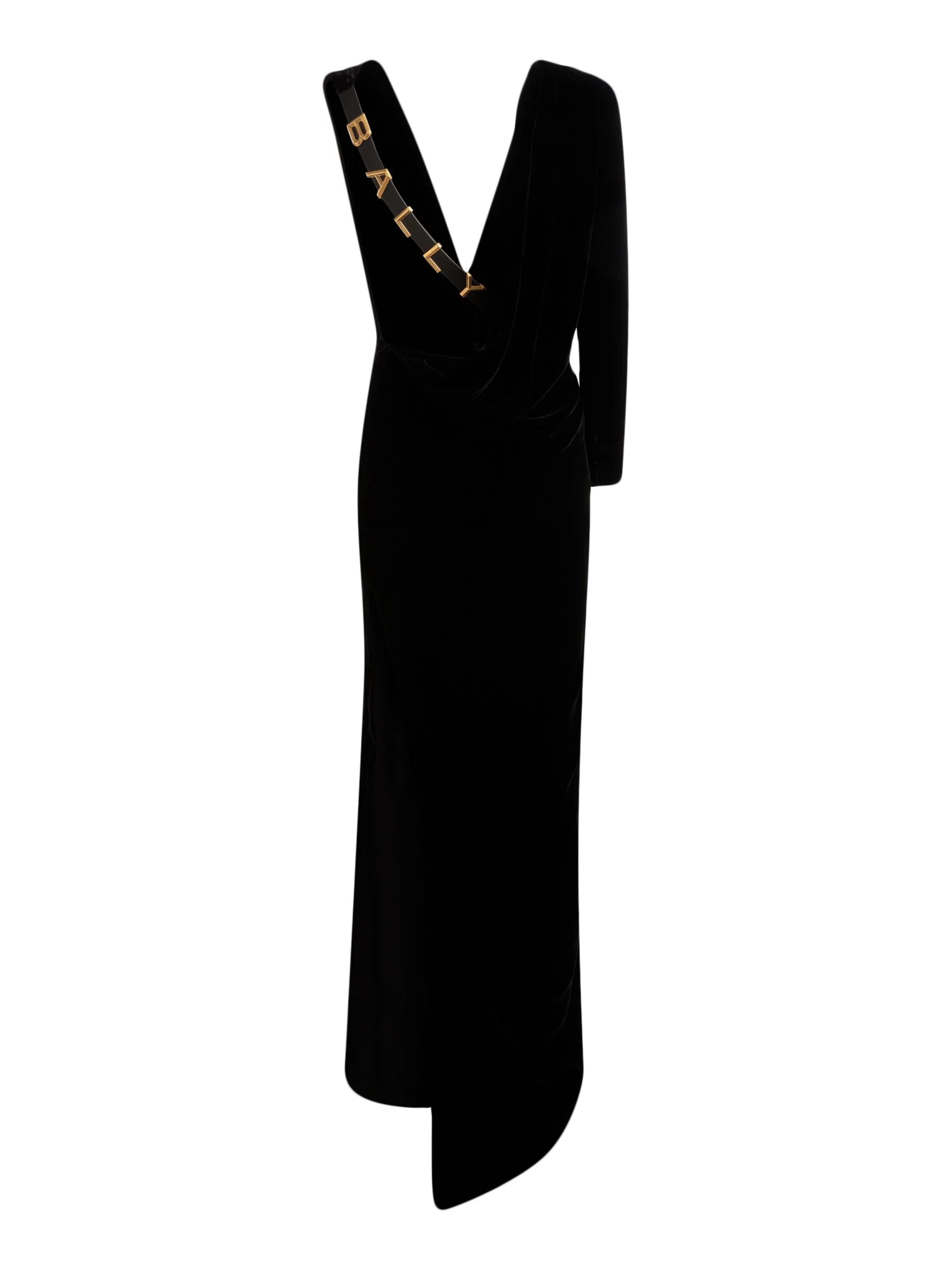 logo-lettering draped gown