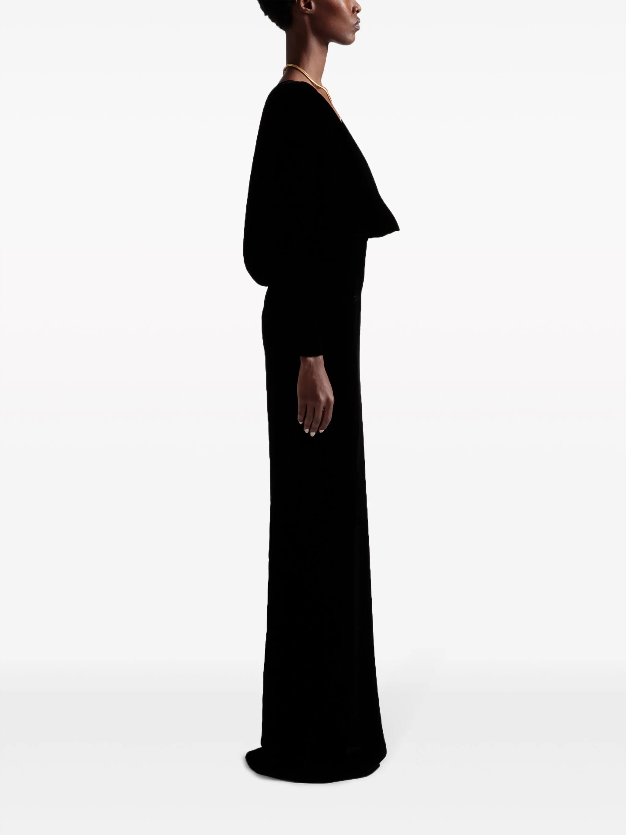 logo-lettering draped gown