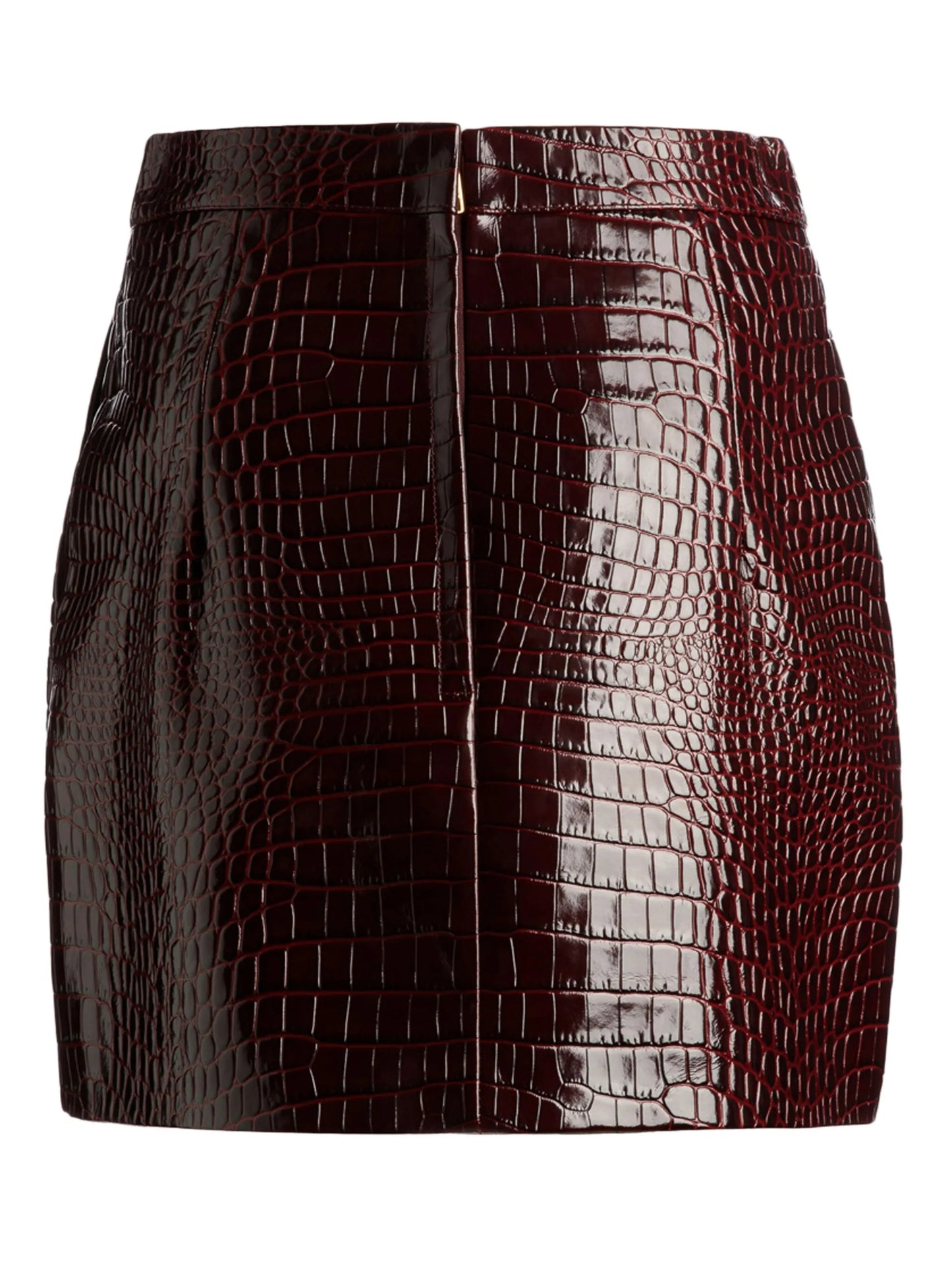 crocodile-effect leather miniskirt