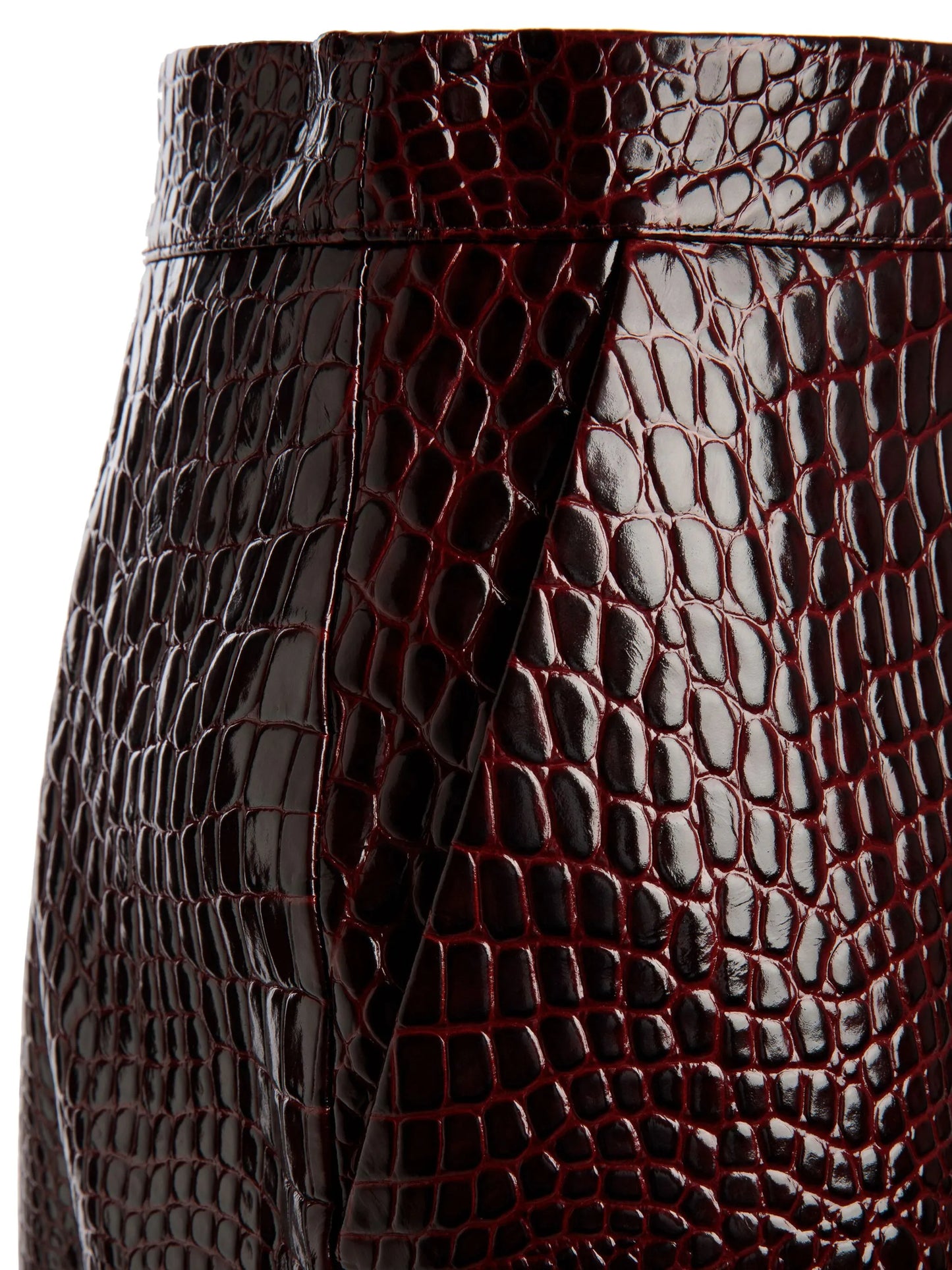 crocodile-effect leather miniskirt
