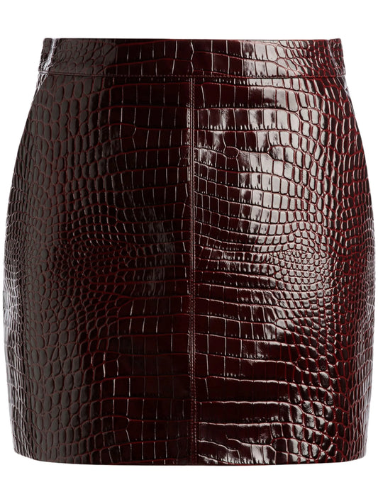 crocodile-effect leather miniskirt