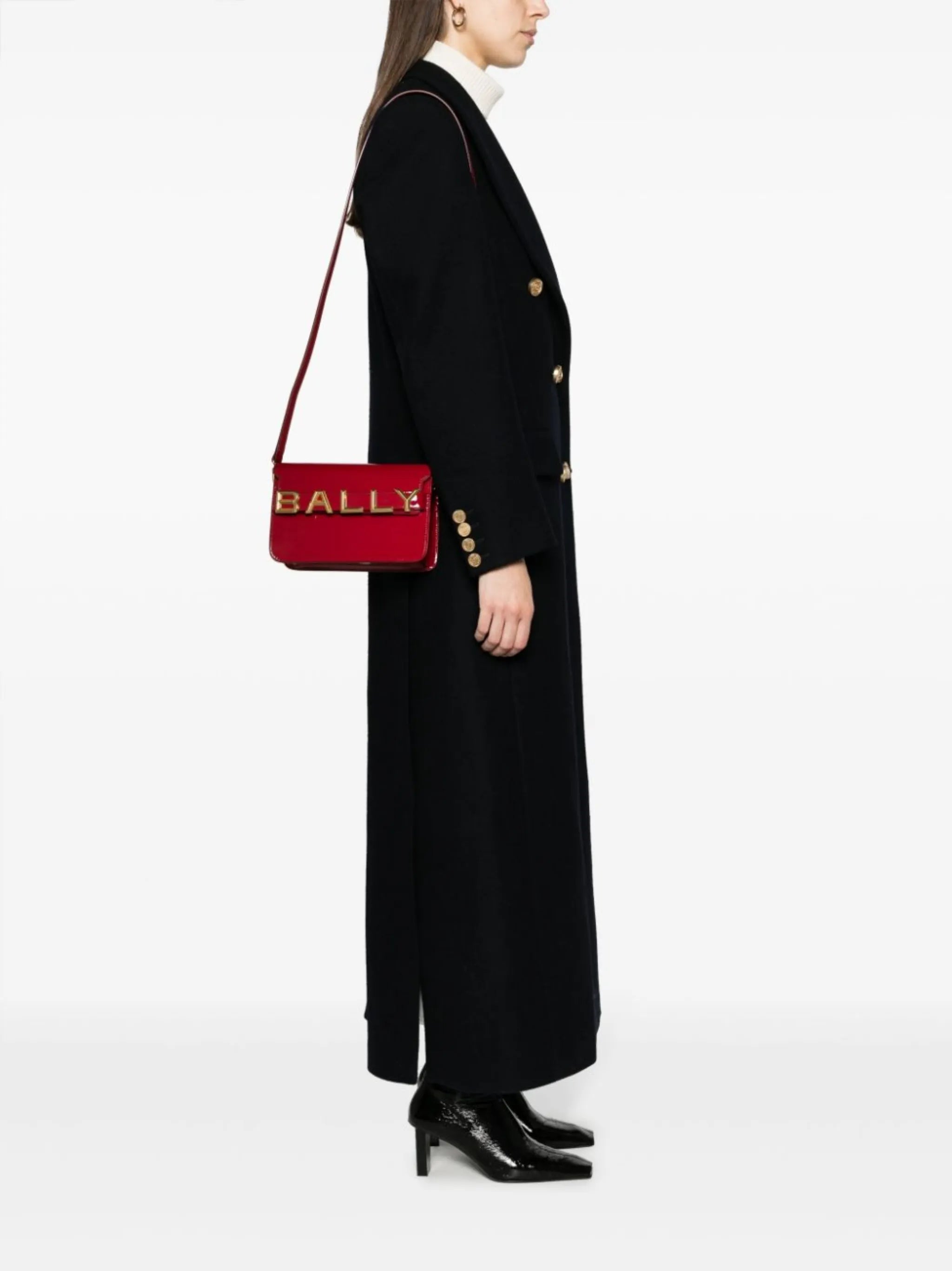 logo-lettering calf leather bag
