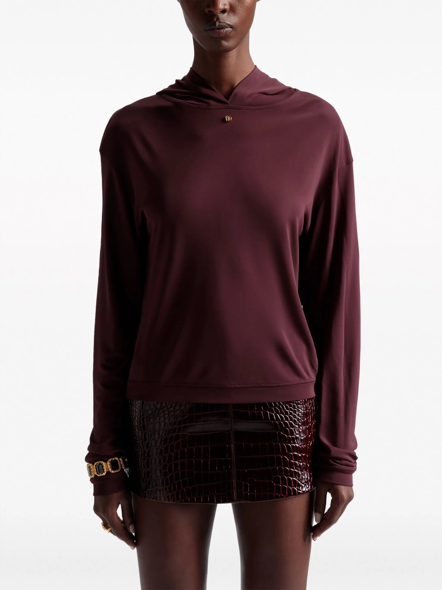 logo-plaque batwing-sleeves hoodie