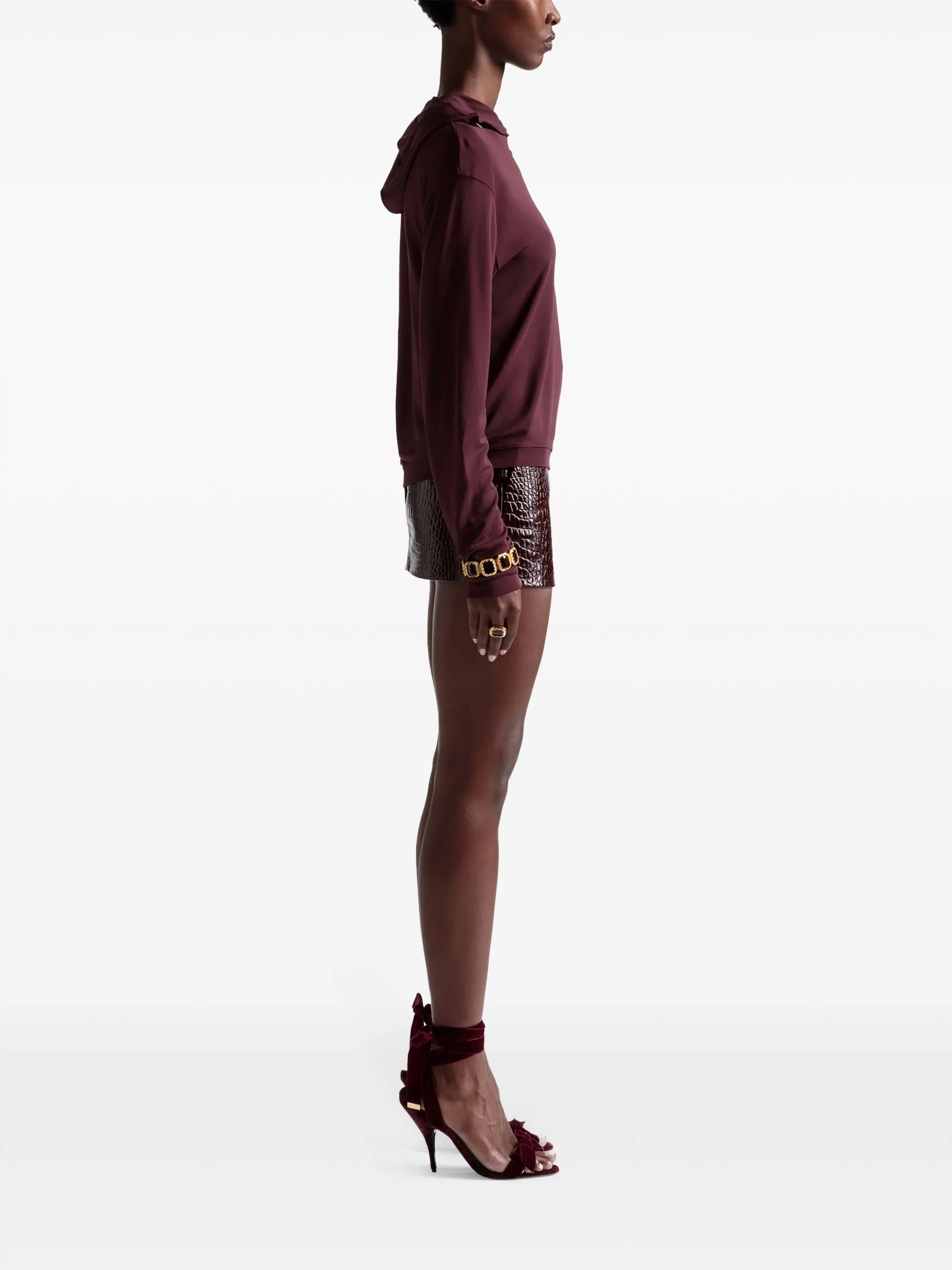 logo-plaque batwing-sleeves hoodie