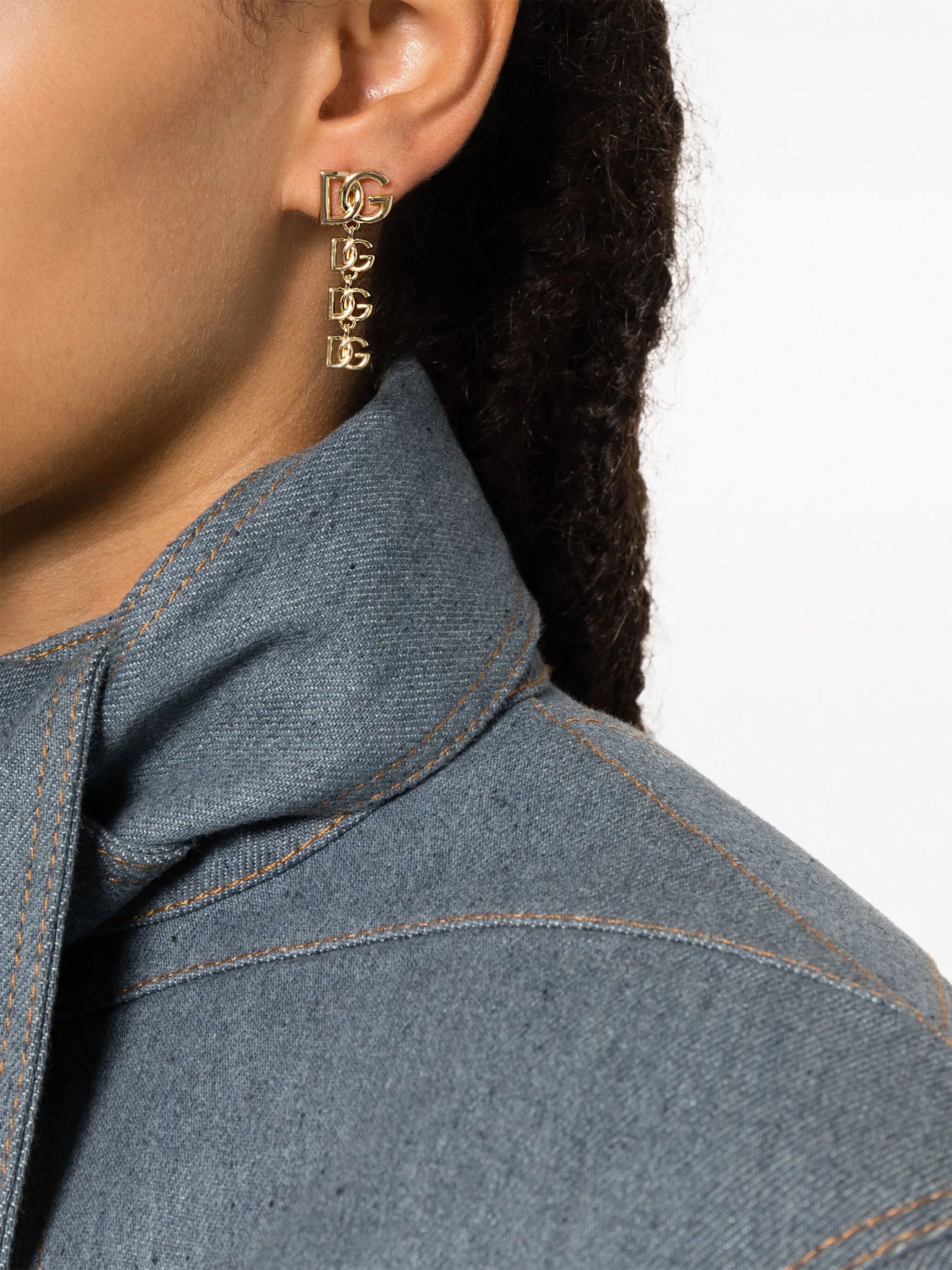 logo-lettering drop earrings